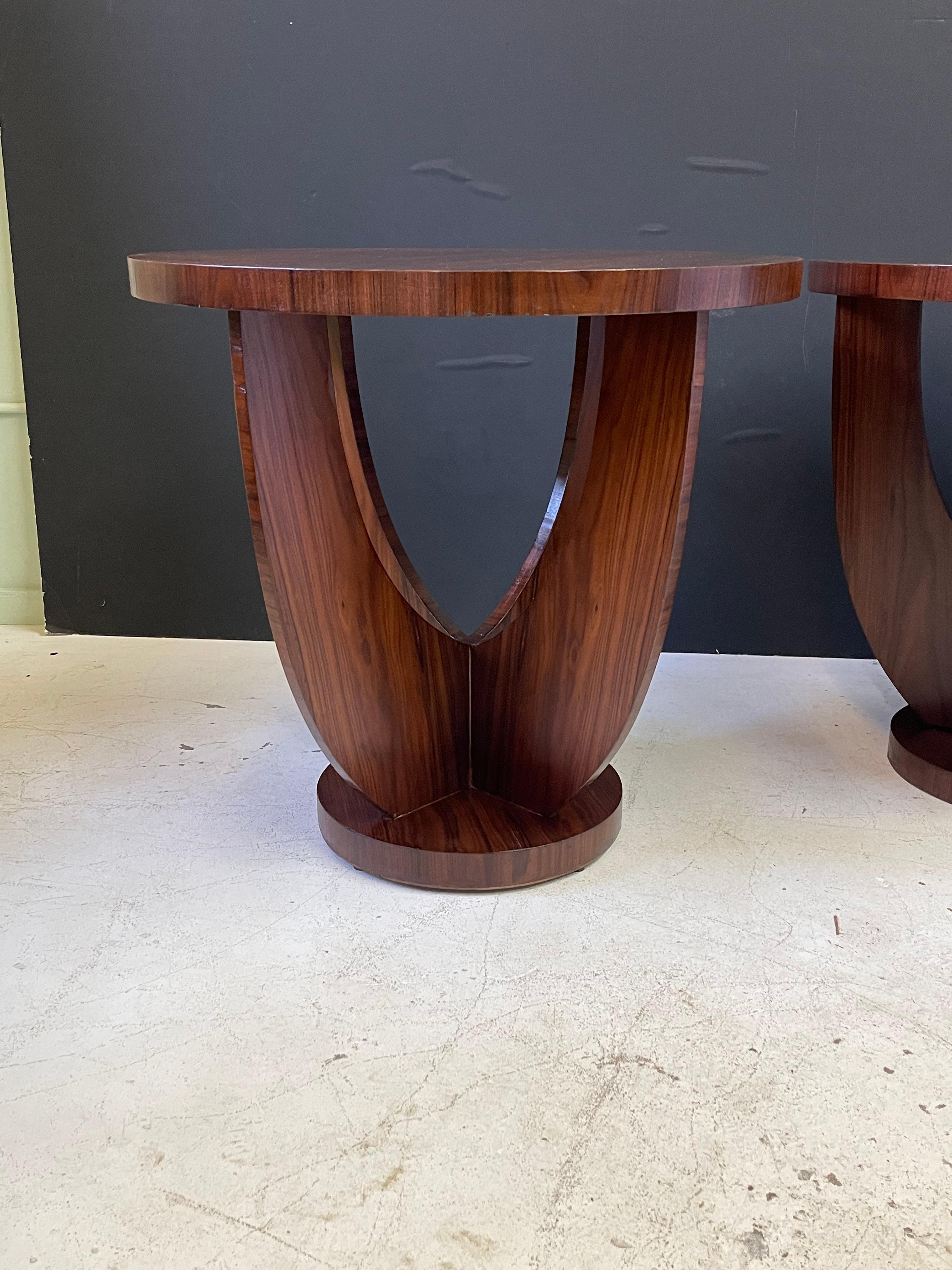 Pair of French Art Deco Side Tables of Rosewood 9