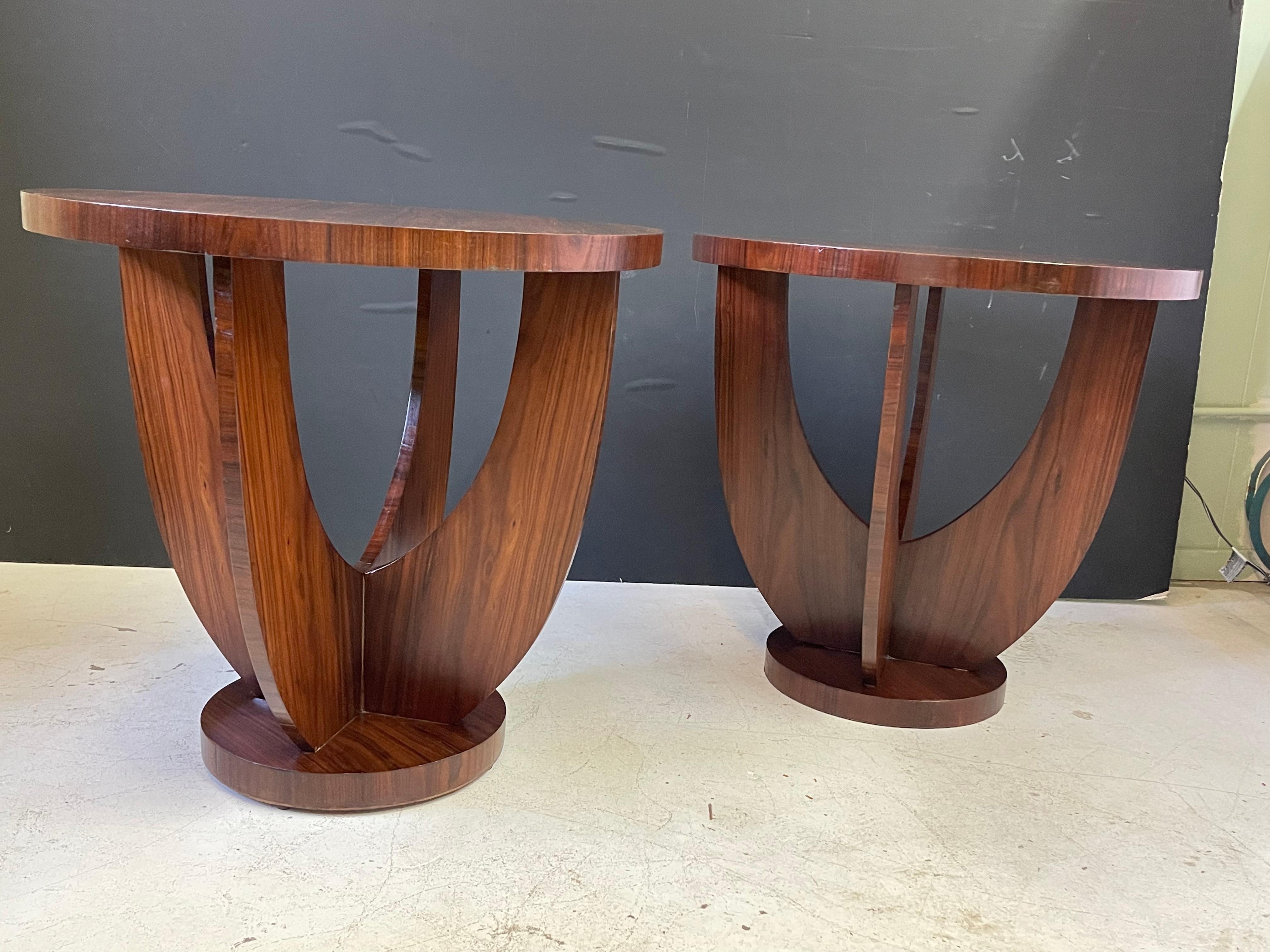 Pair of French Art Deco Side Tables of Rosewood 10