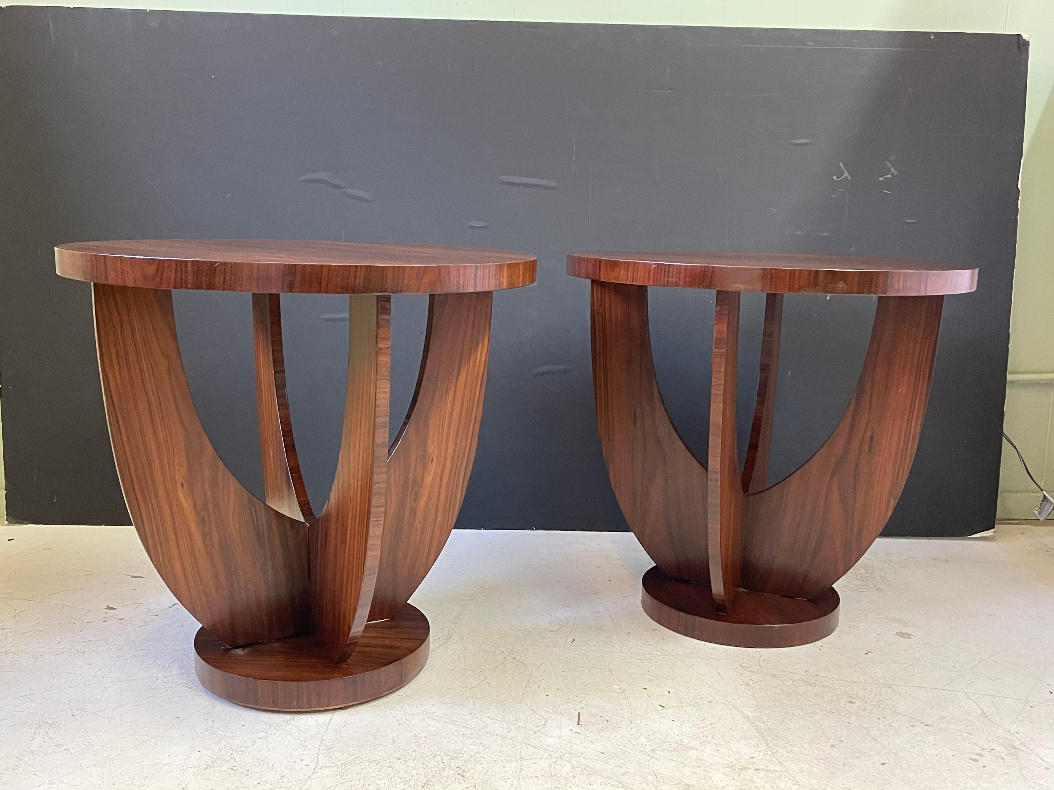 Pair of French Art Deco Side Tables of Rosewood 11