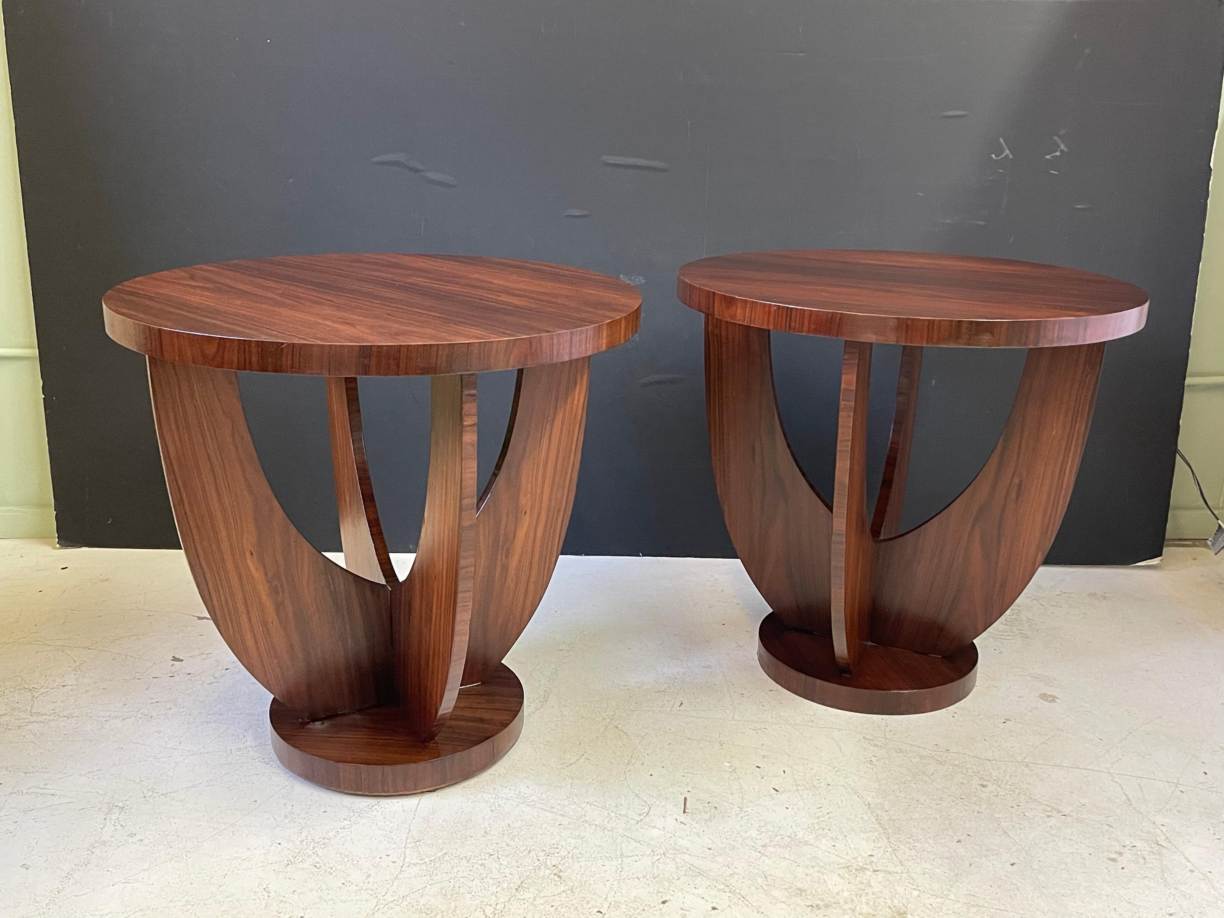 Pair of French Art Deco Side Tables of Rosewood 12