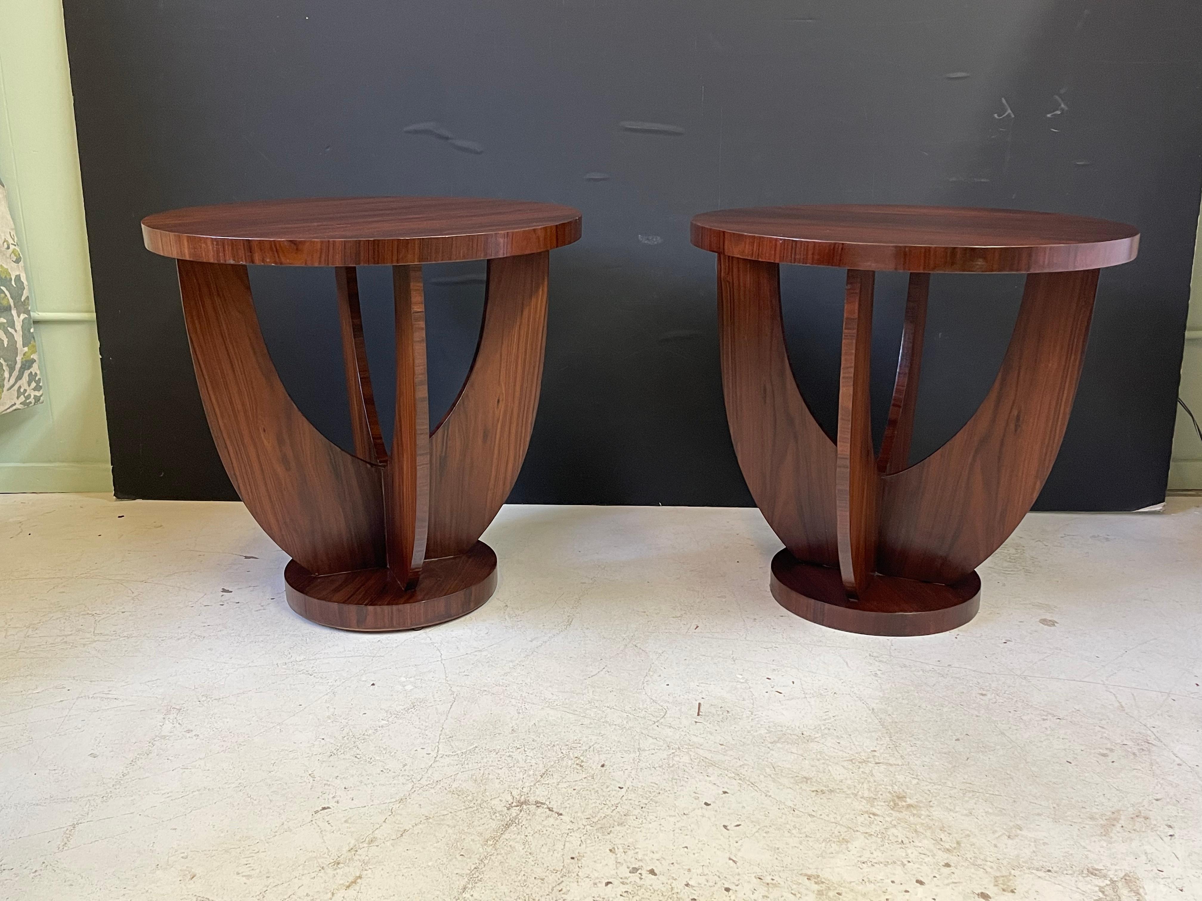 20th Century Pair of French Art Deco Side Tables of Rosewood