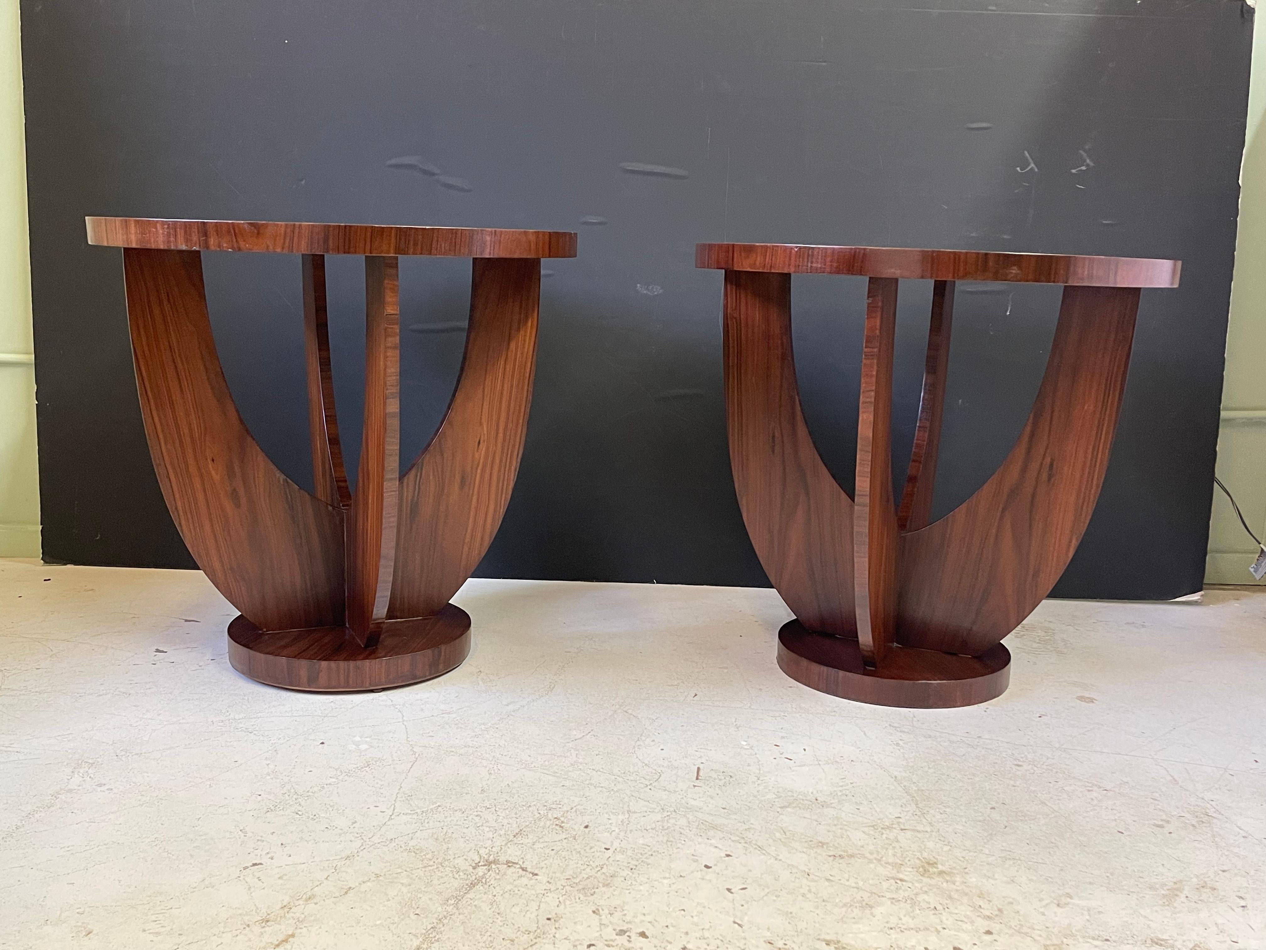 Pair of French Art Deco Side Tables of Rosewood 1