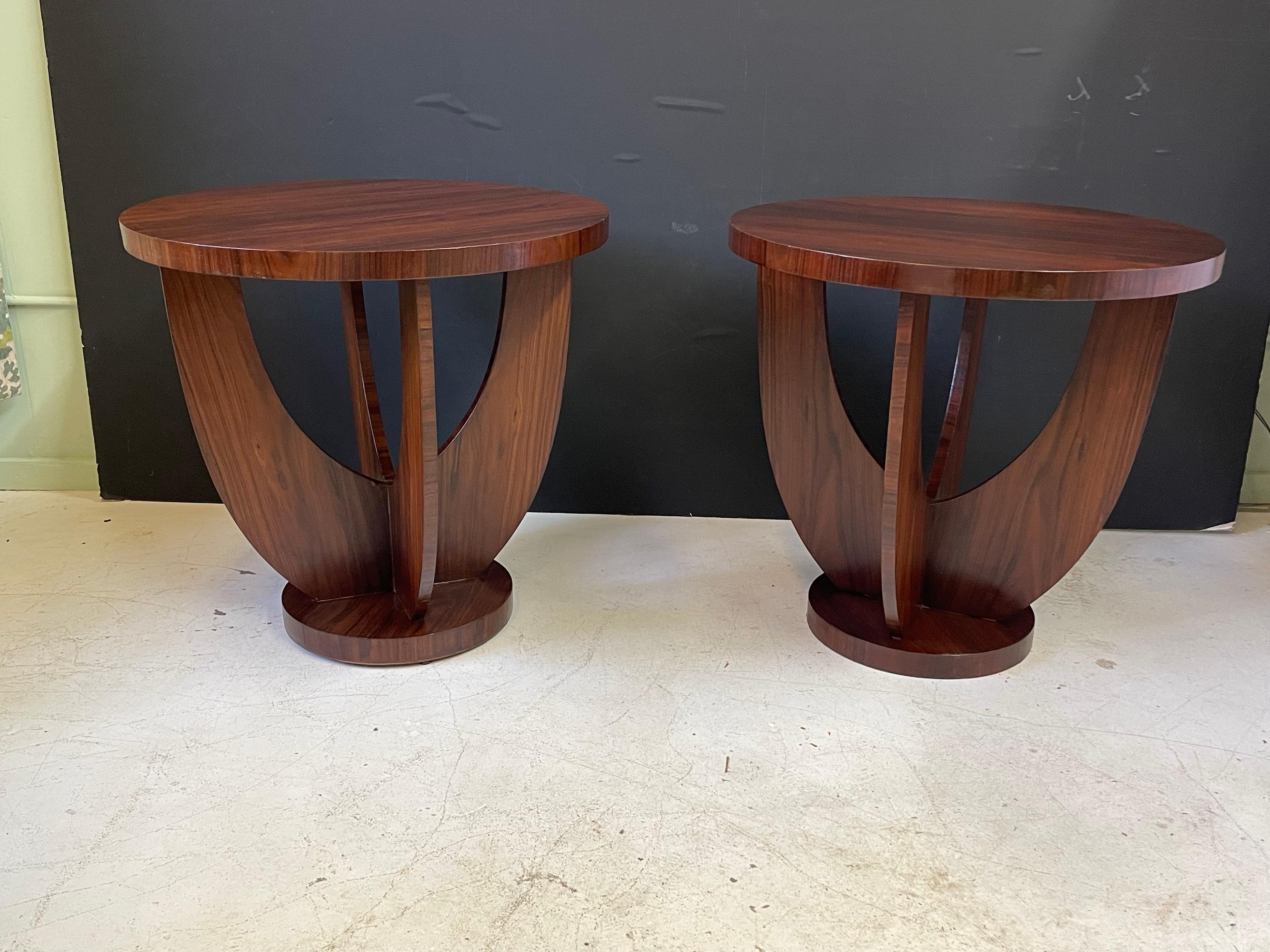 Pair of French Art Deco Side Tables of Rosewood 2