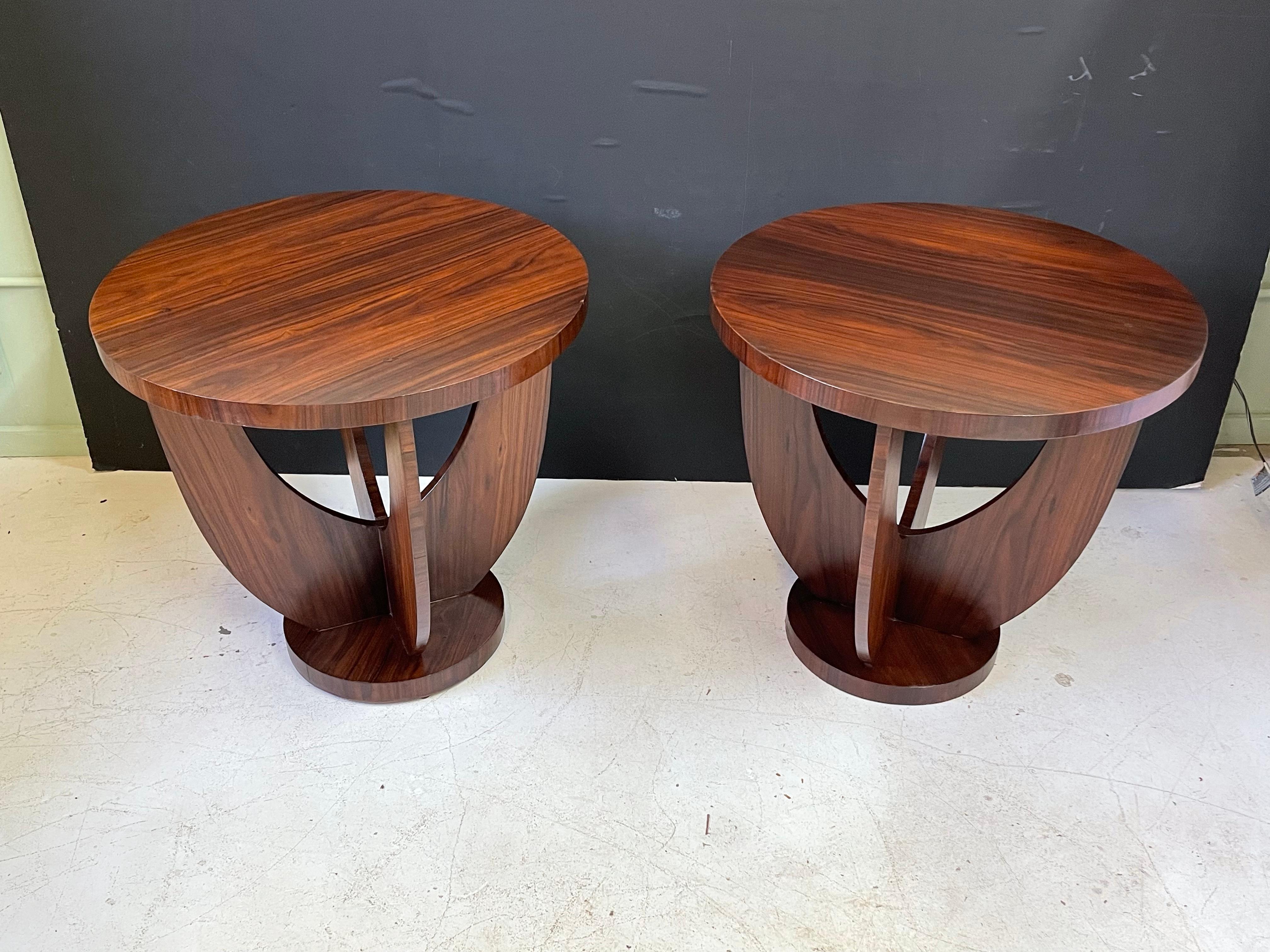 Pair of French Art Deco Side Tables of Rosewood 3