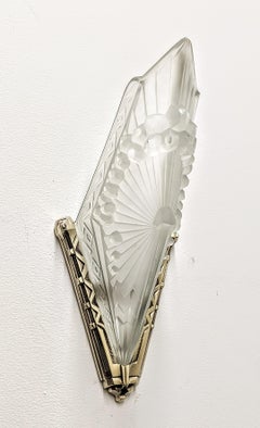 Pair of French Art Deco Wall Sconces Signed by Schneider