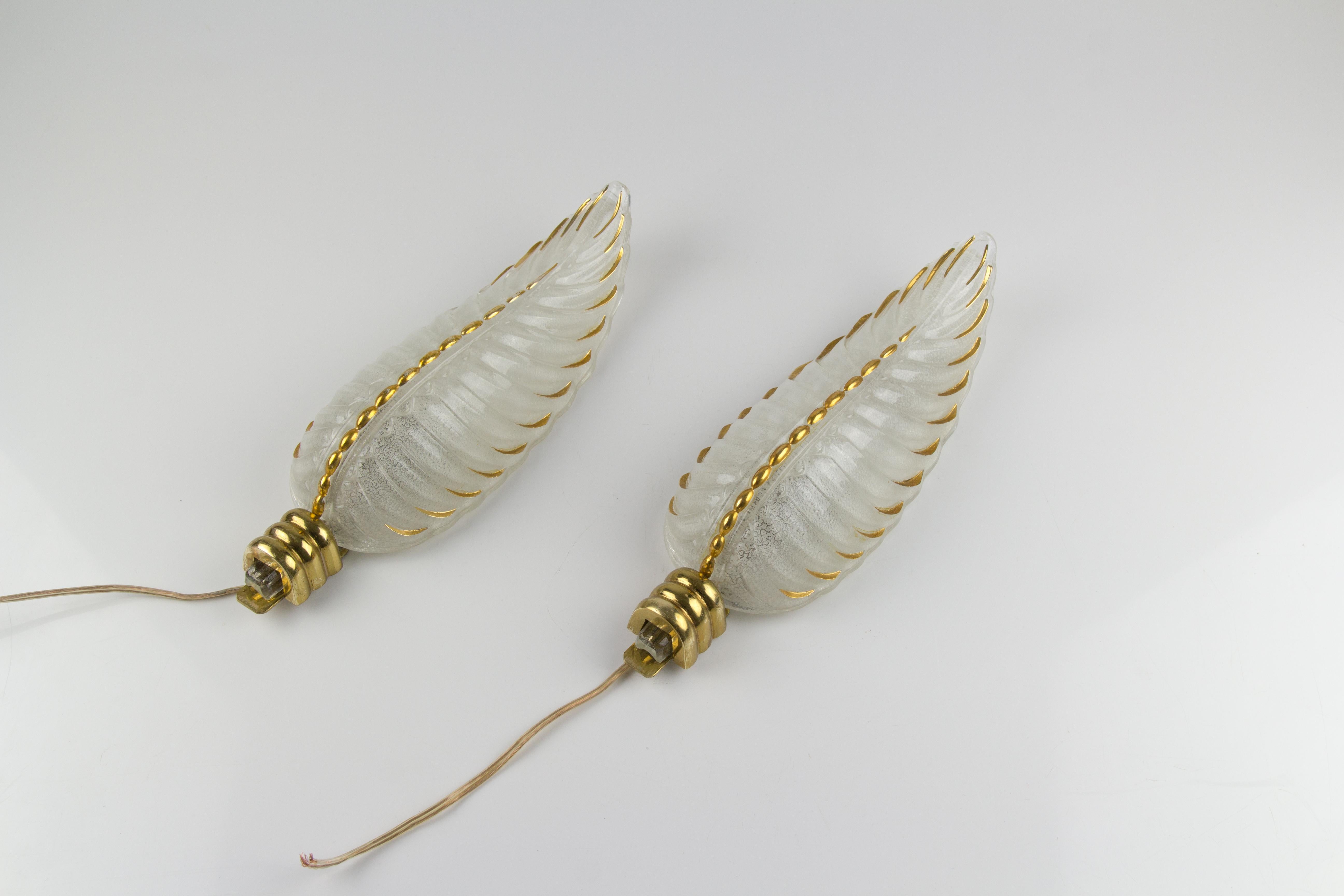 Pair of French Art Deco Signed Glass and Bronze Sconces by Ezan and Petitot 5