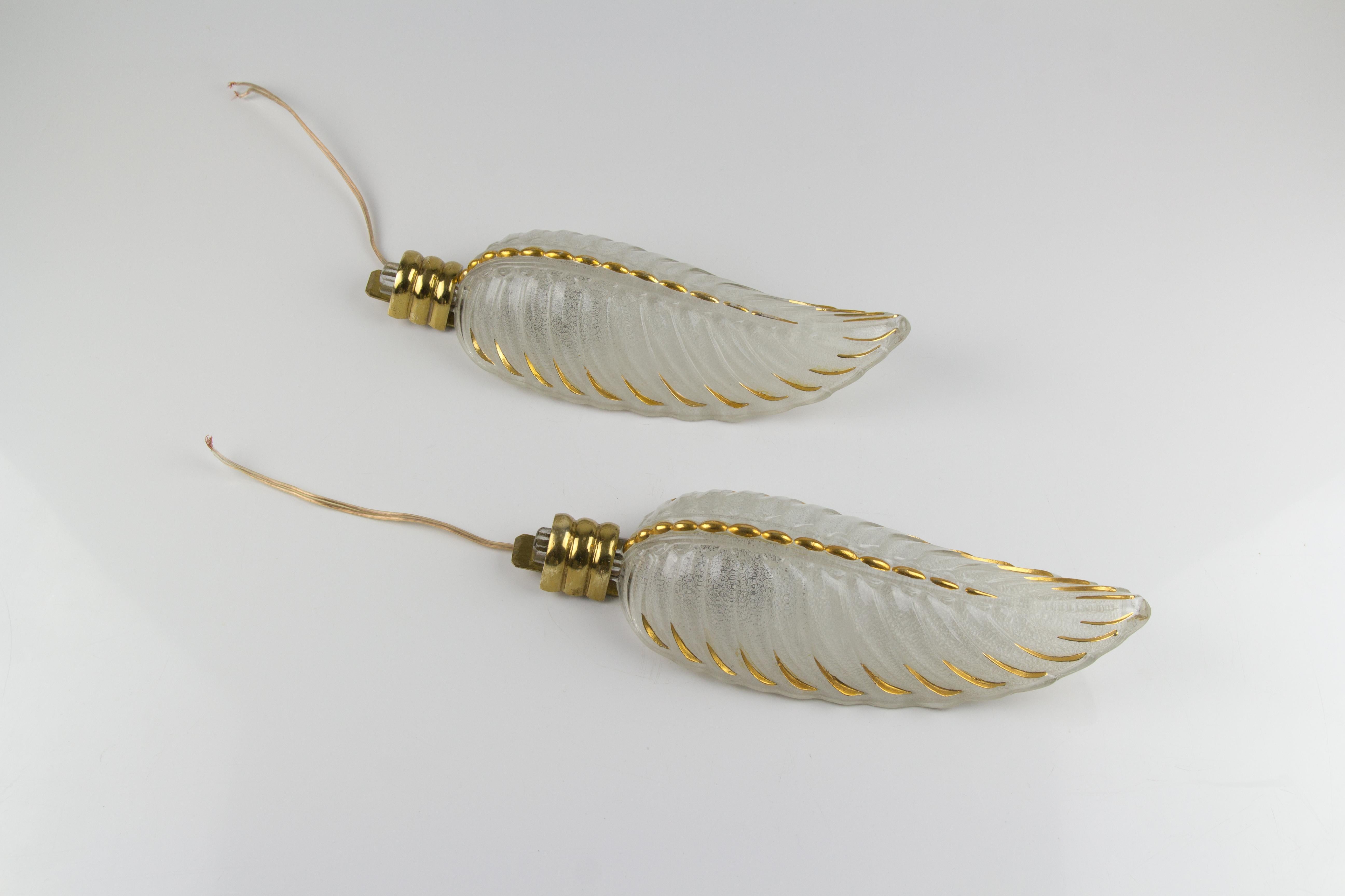 Pair of French Art Deco Signed Glass and Bronze Sconces by Ezan and Petitot 6