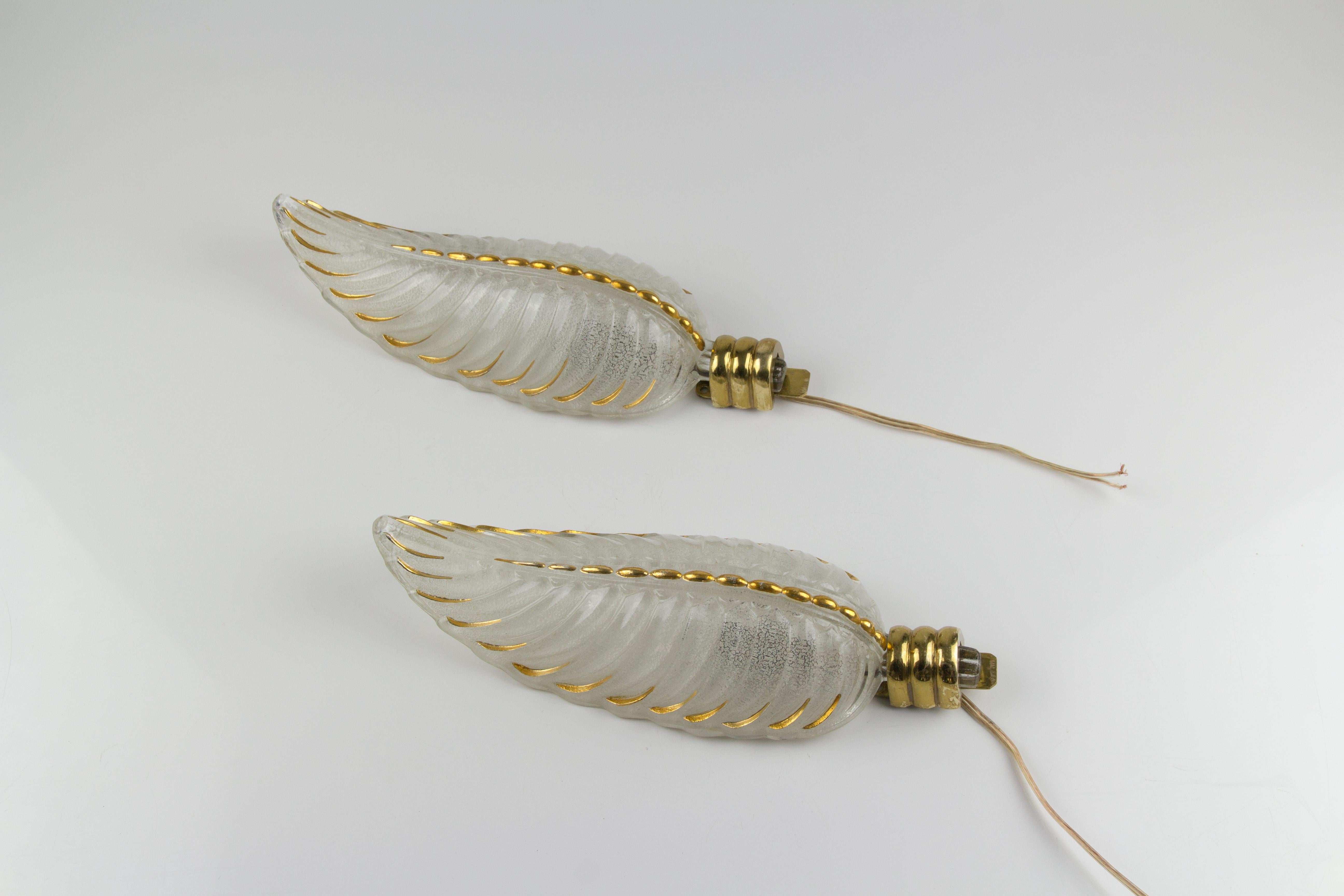 Pair of French Art Deco Signed Glass and Bronze Sconces by Ezan and Petitot 9