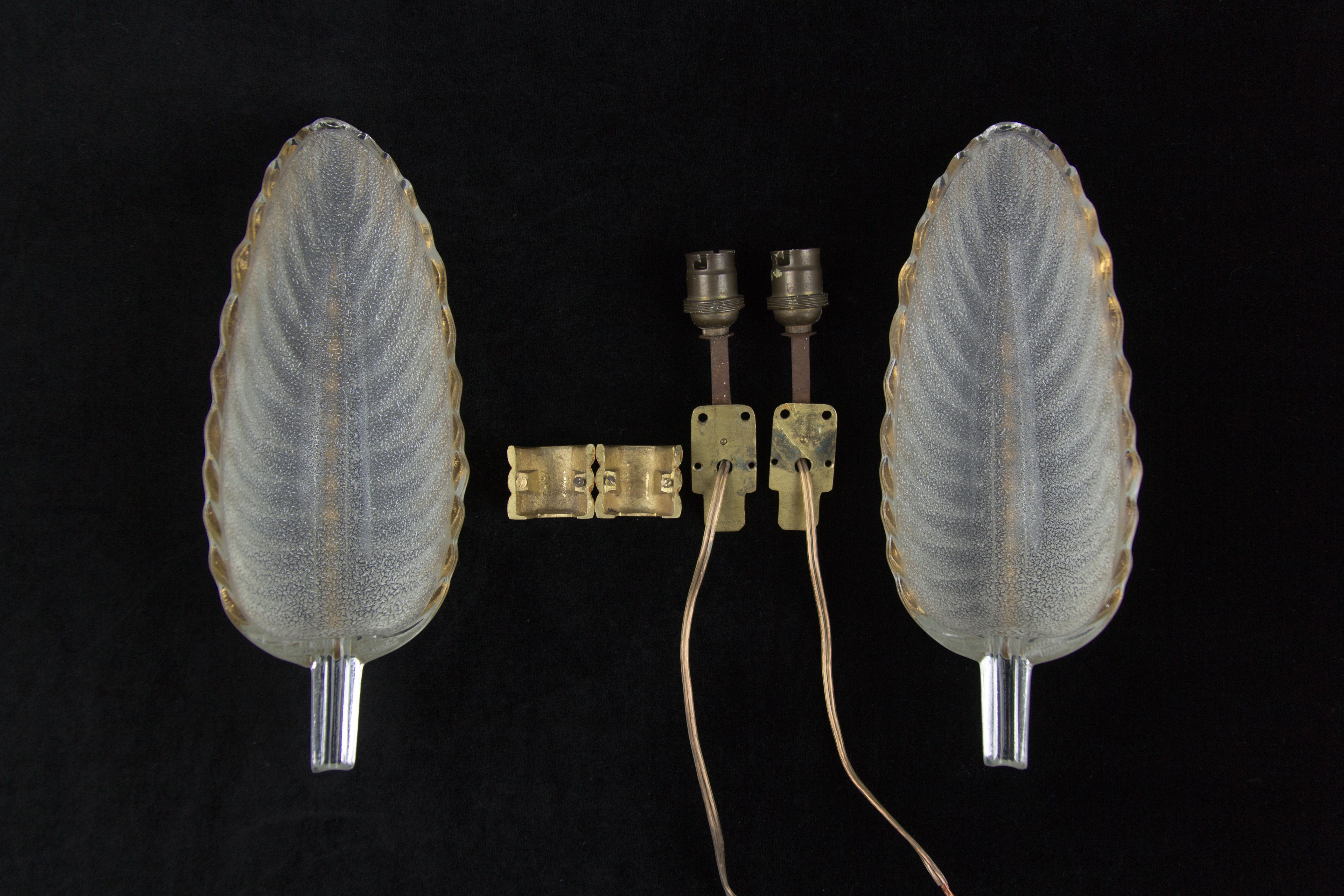 Pair of French Art Deco Signed Glass and Bronze Sconces by Ezan and Petitot 14