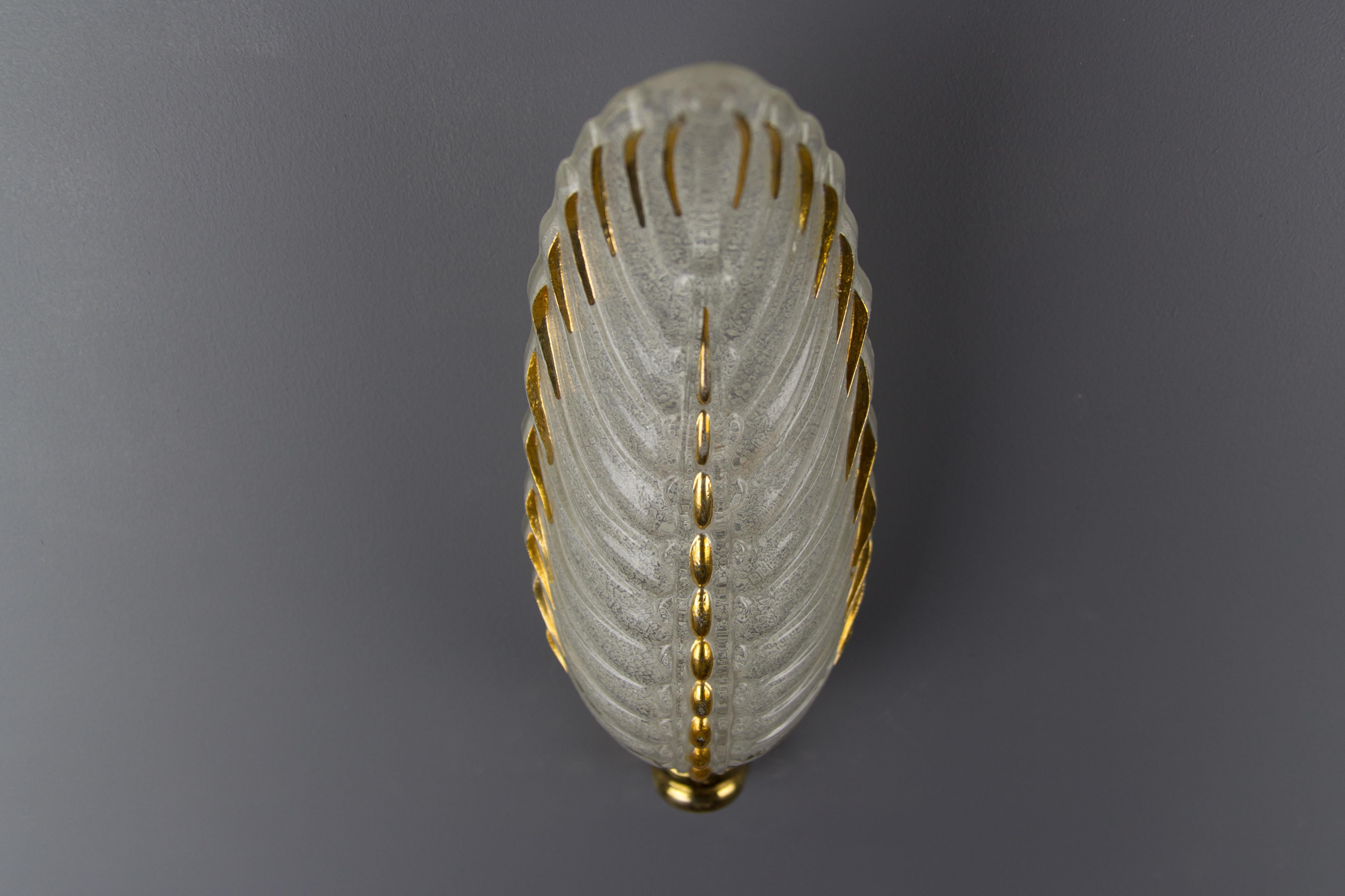 Mid-20th Century Pair of French Art Deco Signed Glass and Bronze Sconces by Ezan and Petitot