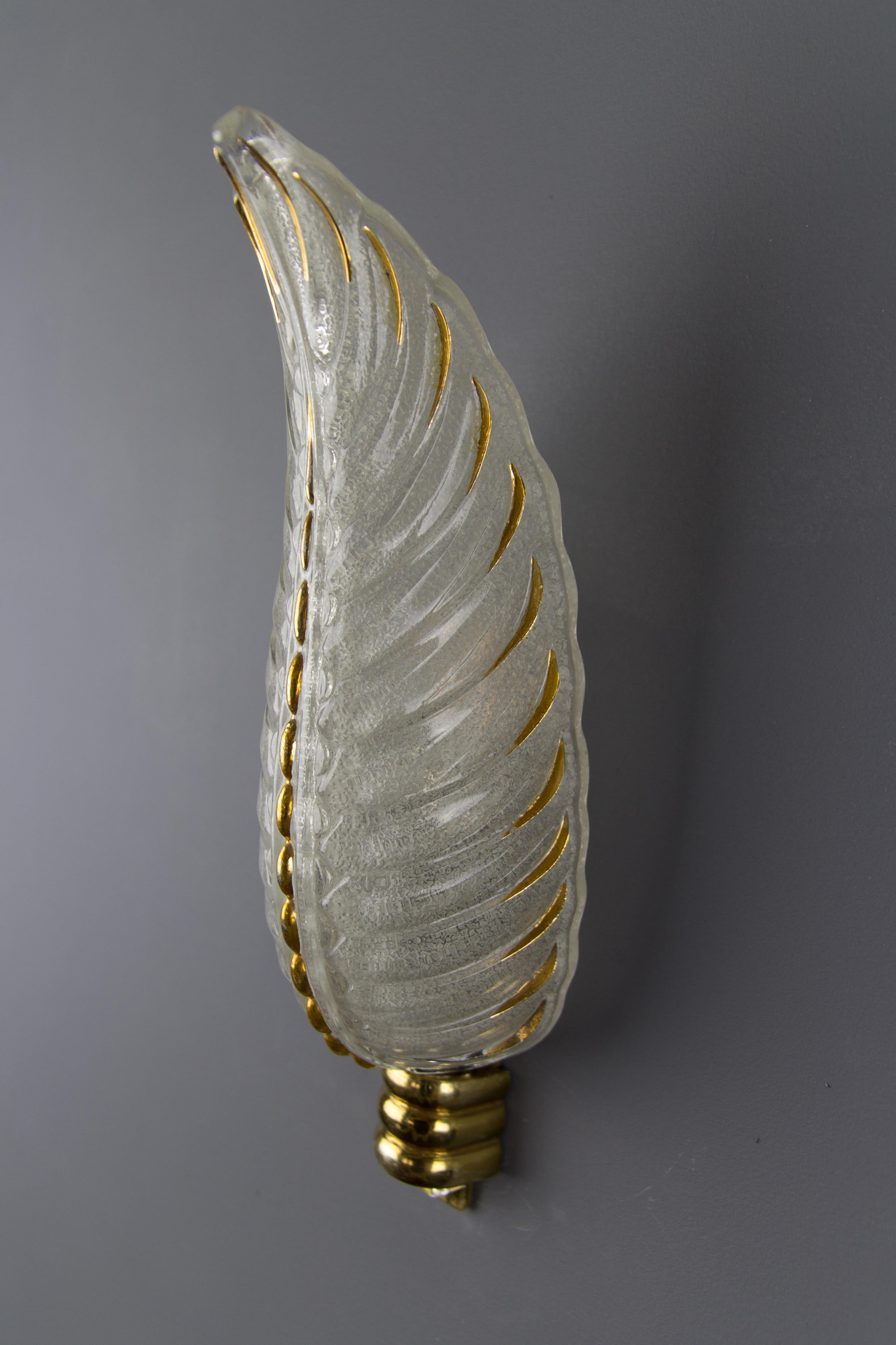 Pair of French Art Deco Signed Glass and Bronze Sconces by Ezan and Petitot 1