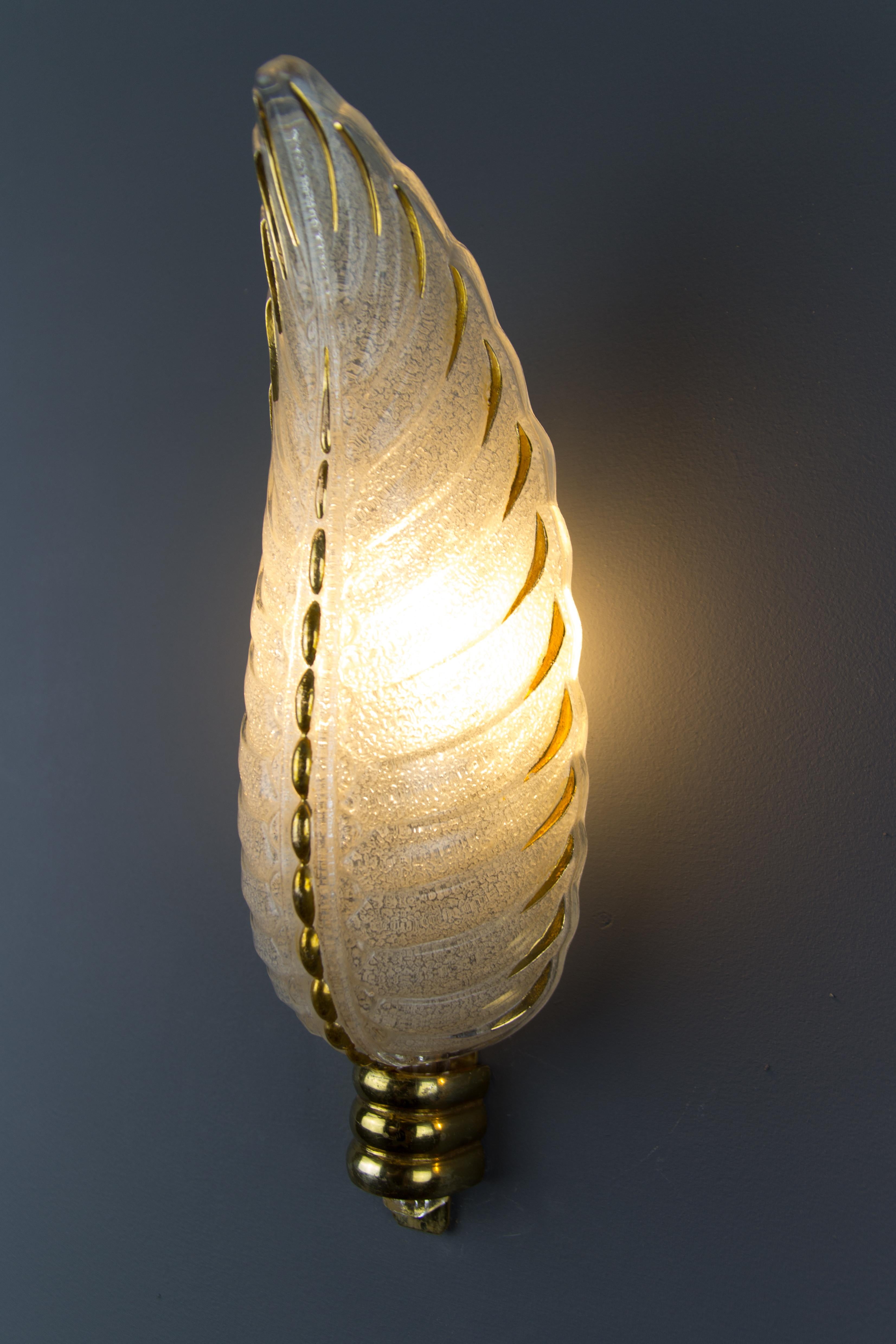 Pair of French Art Deco Signed Glass and Bronze Sconces by Ezan and Petitot 2