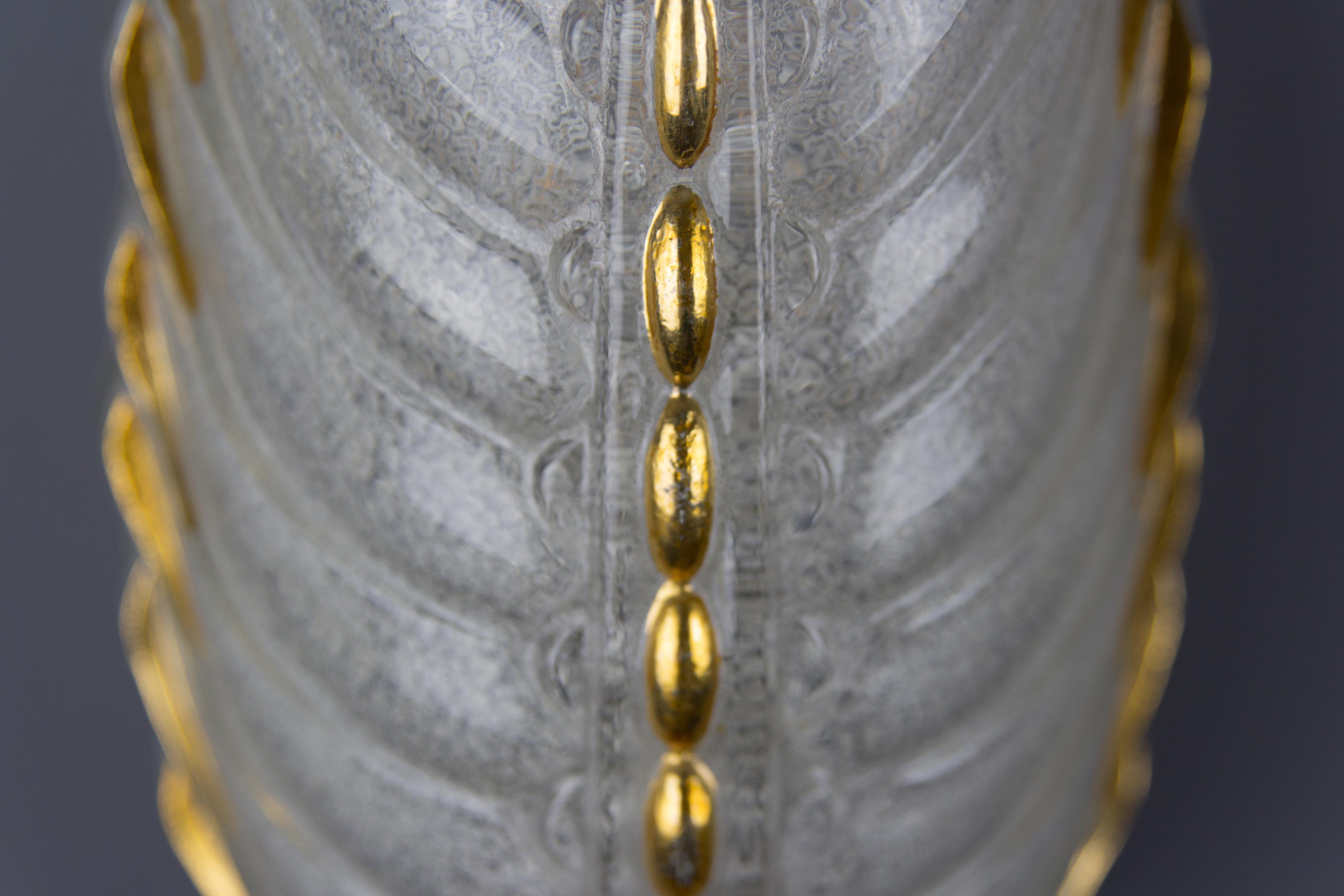 Pair of French Art Deco Signed Glass and Bronze Sconces by Ezan and Petitot 3