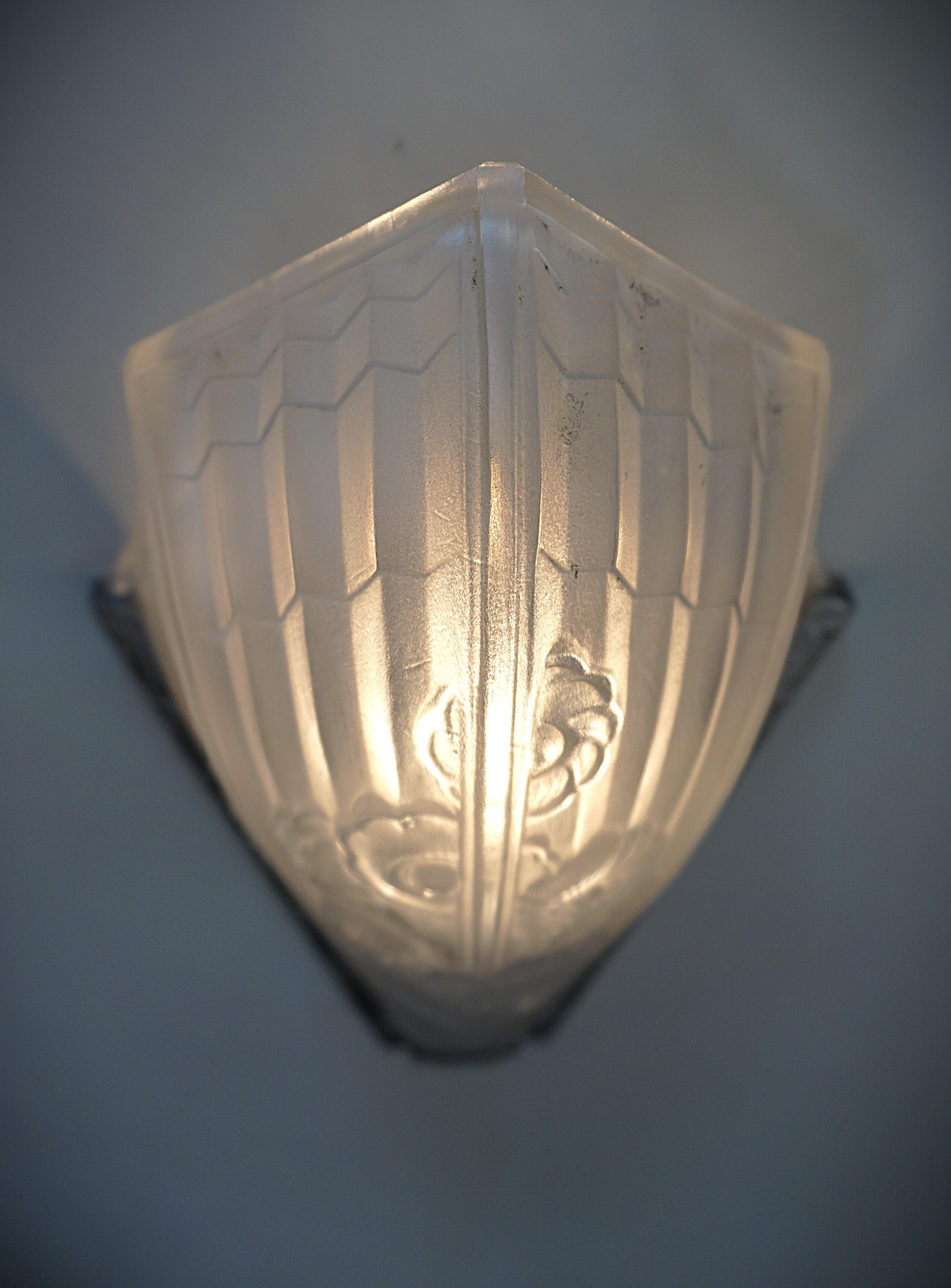 Pair of French Art Deco Slip Shade Wall Sconces #2 1