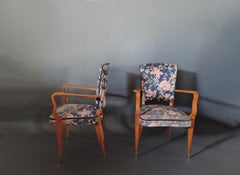 Coppia di poltrone francesi in faggio colorato Art Déco