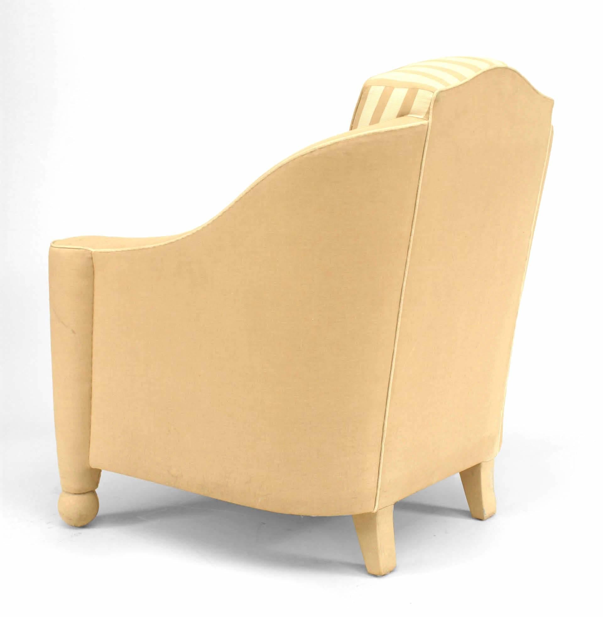 Français Paire de fauteuils Art déco français Bergères de Geoffrey Bradfield en vente