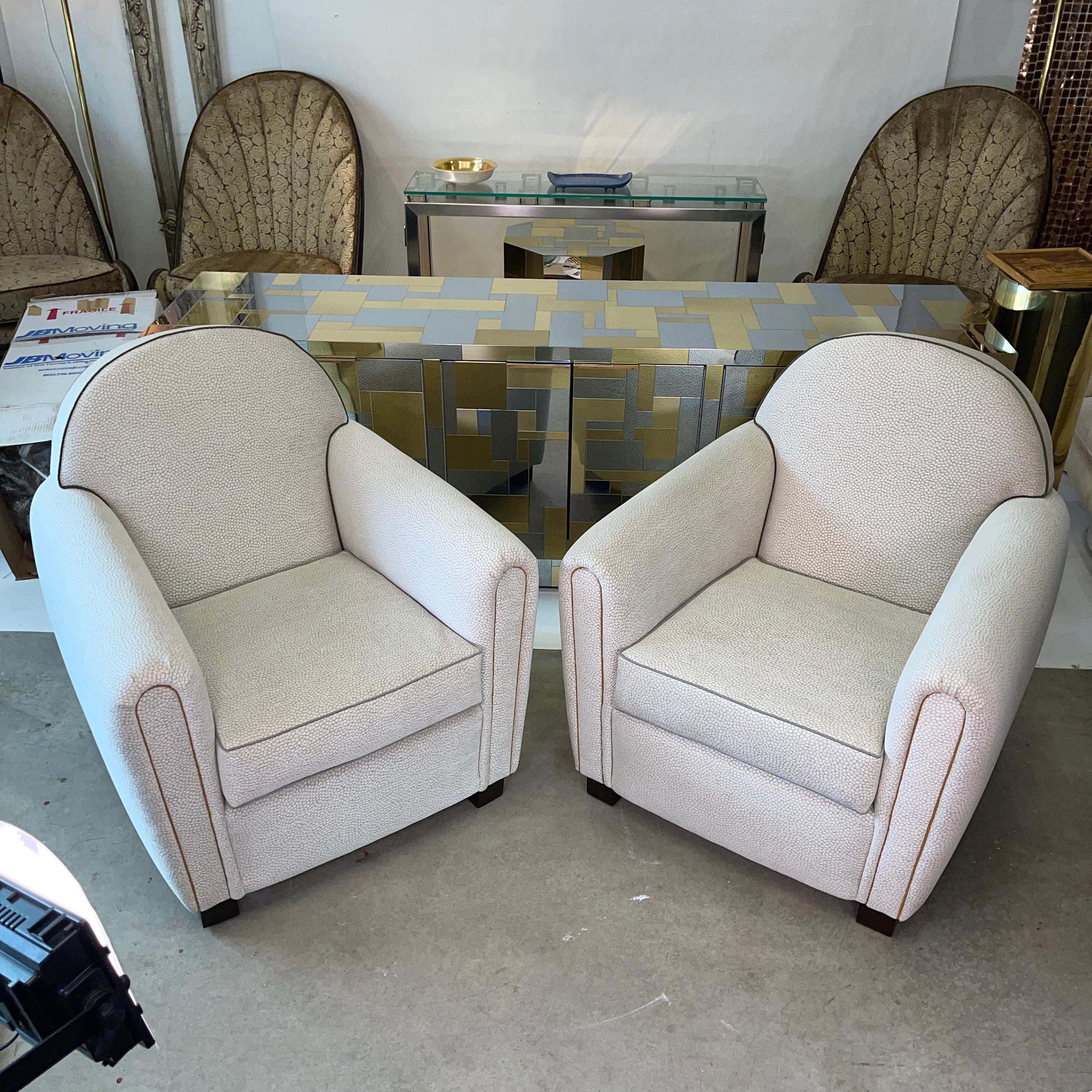American Pair of French Art Deco Style Club Chairs