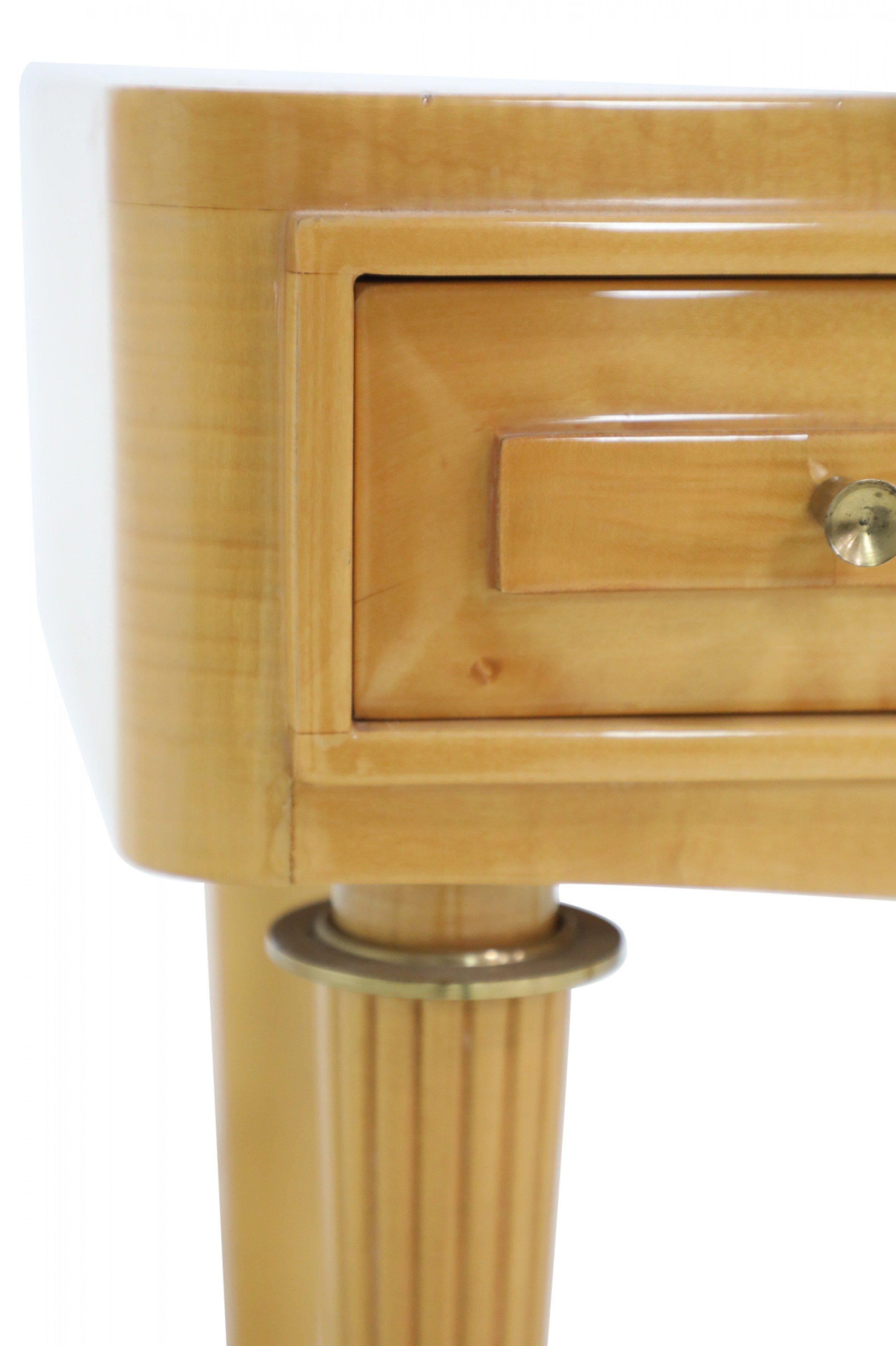 Lacquered Pair of French Art Deco Style Maple End Tables For Sale