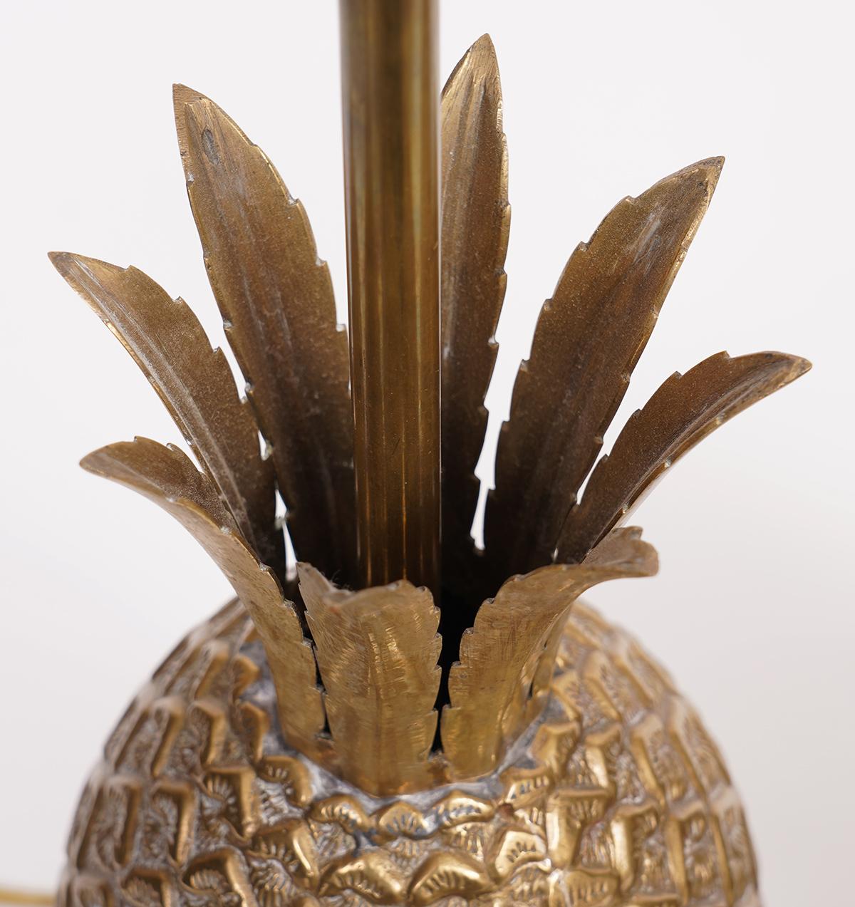 20th Century Pair of French Art Deco Style Pineapple Bronze Table Lamps, circa 1950