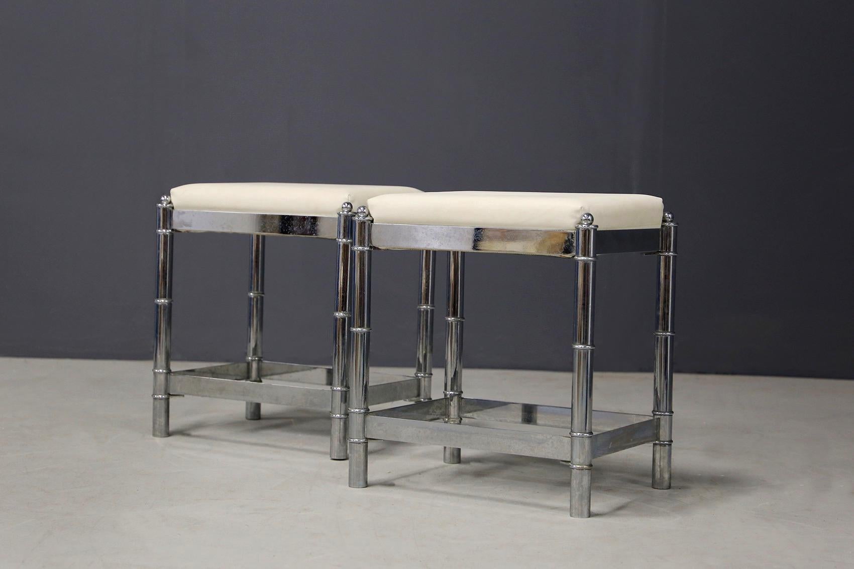 Pair of French Art Deco Style Stools from the 1970s In Good Condition In Milano, IT