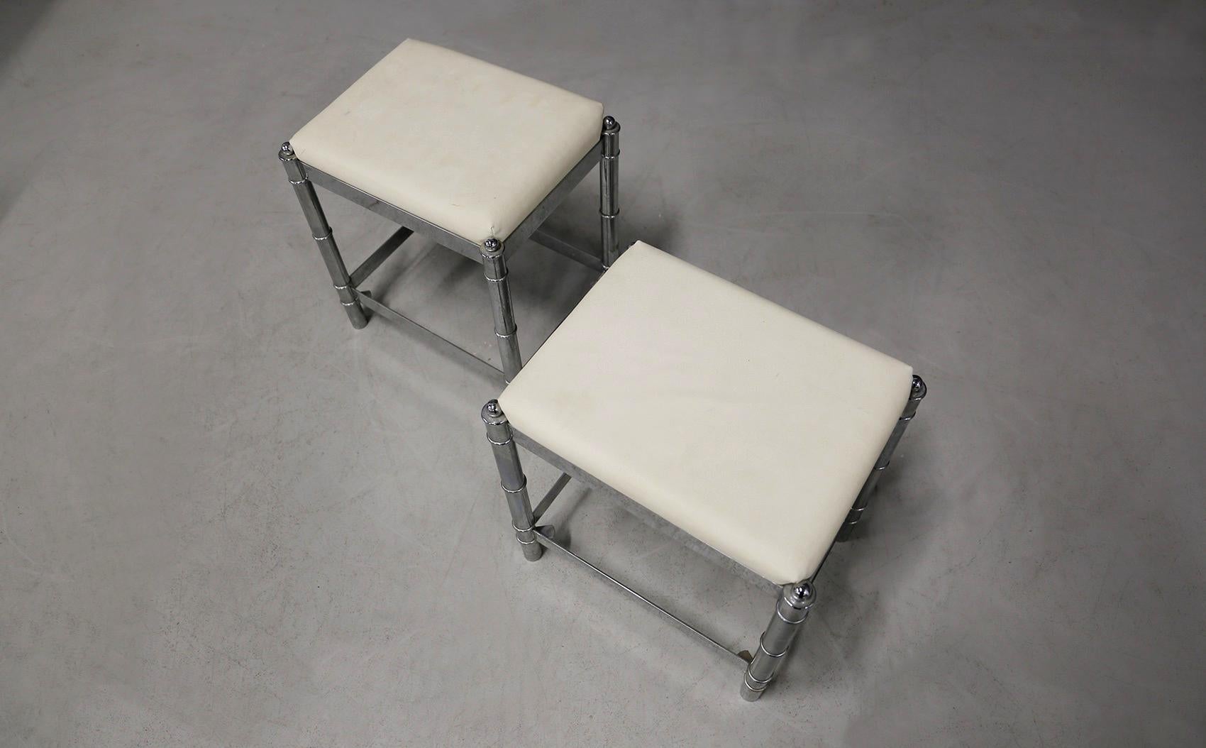 Pair of French Art Deco Style Stools from the 1970s 2