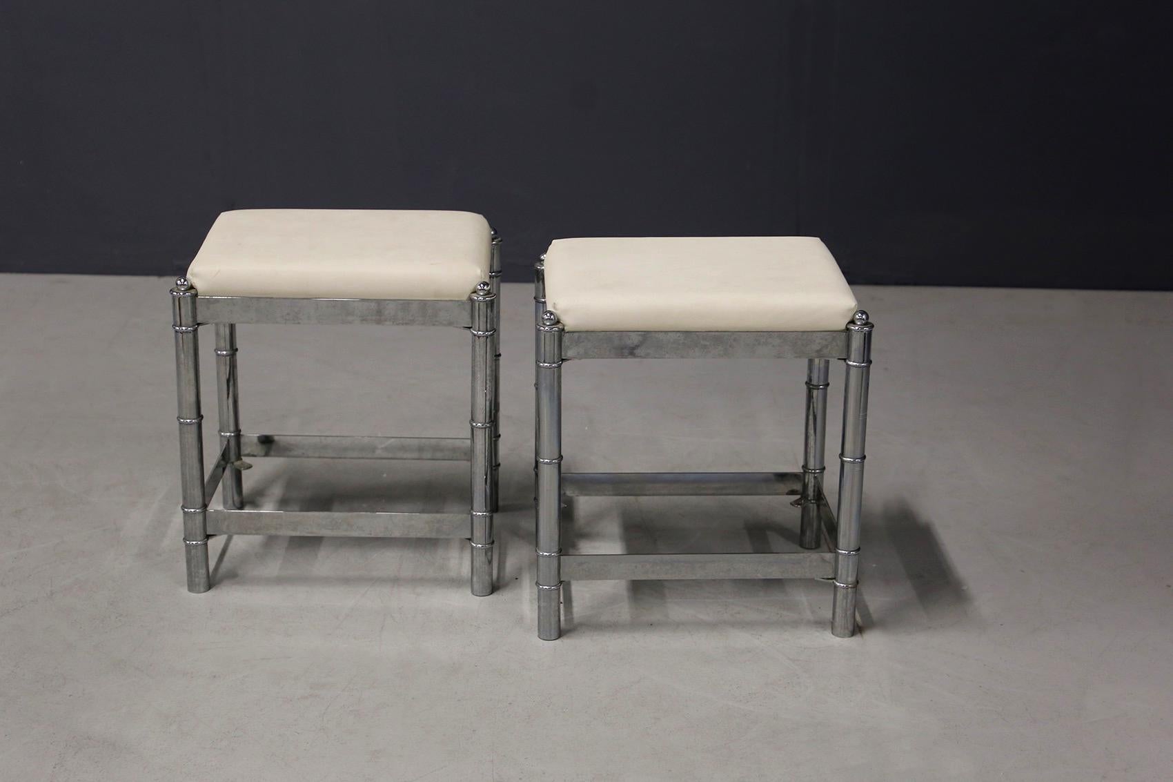Pair of French Art Deco Style Stools from the 1970s 3