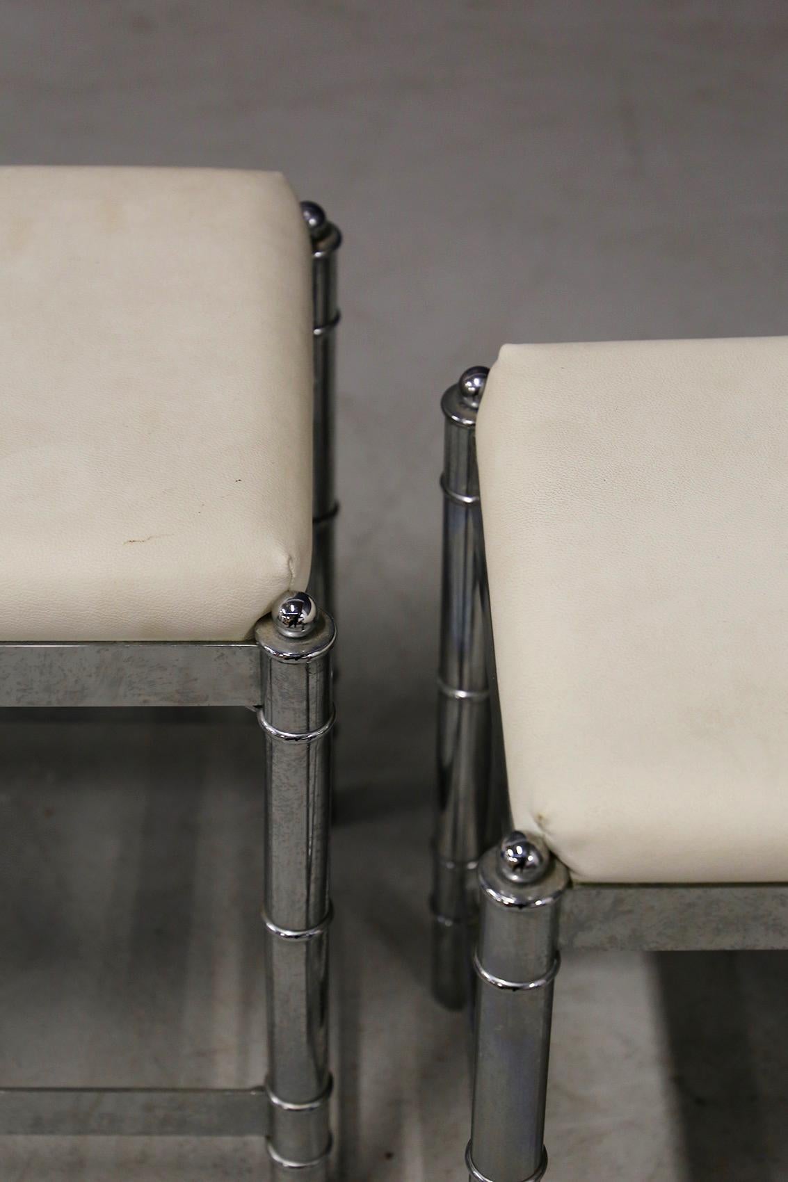 Pair of French Art Deco Style Stools from the 1970s 4