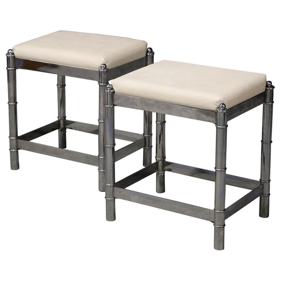 Pair of French Art Deco Style Stools from the 1970s