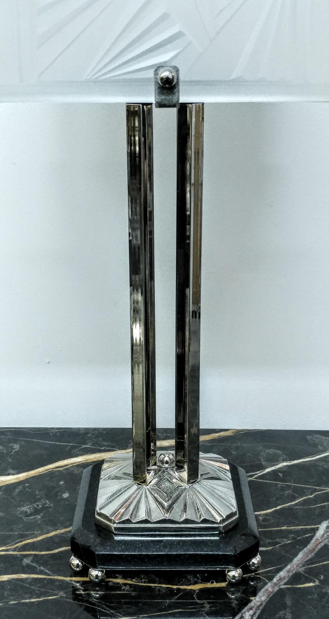 Pair of French Art Deco Table Lamp by E.J.G  (pair available) For Sale 1