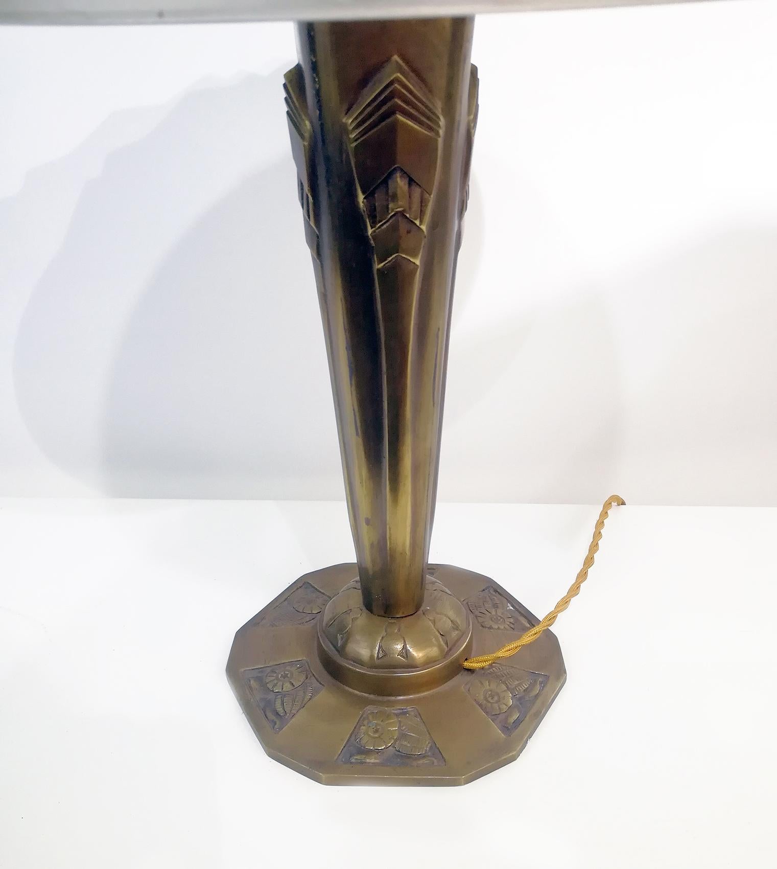 Pair of French Art Deco Table Lamp Signed “Degué” For Sale 3
