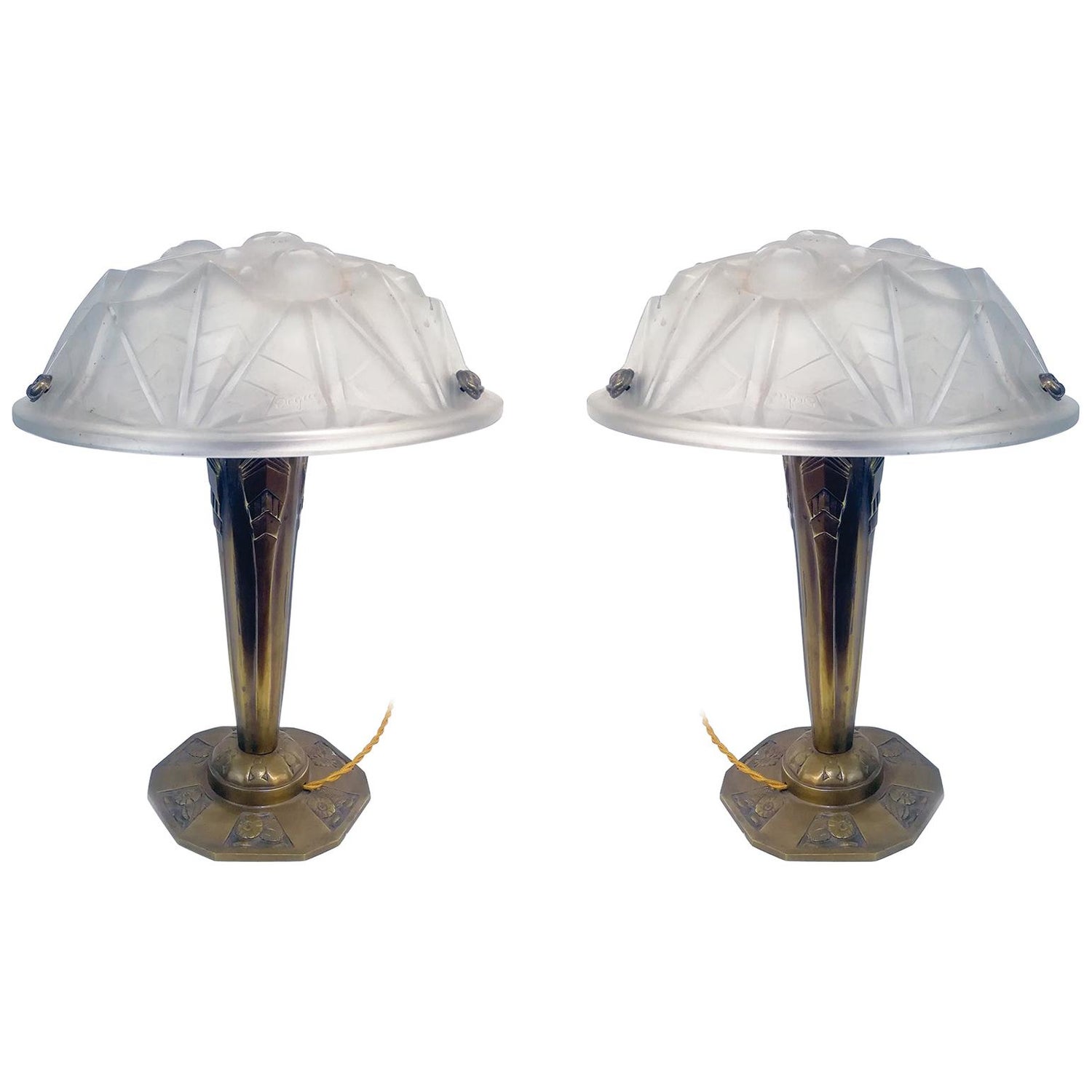 Pair of French Art Deco Table Lamp Signed “Degué” For Sale at 1stDibs | degue  lamp