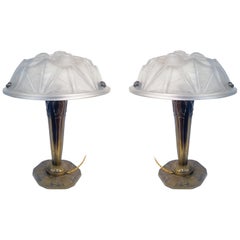 Pair of French Art Deco Table Lamp Signed “Degué”