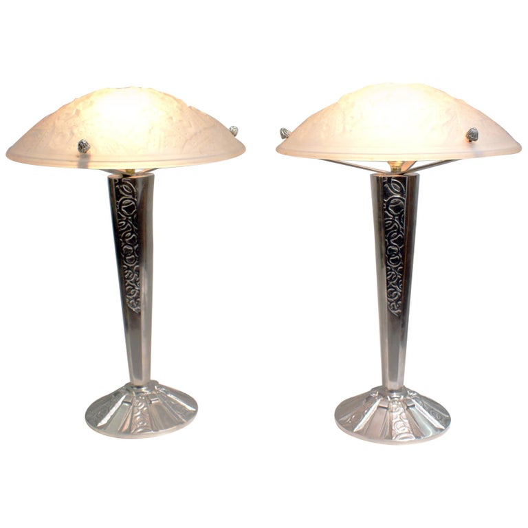 Pair Of French Art Deco Table Lamp, French Art Deco Table Lamps