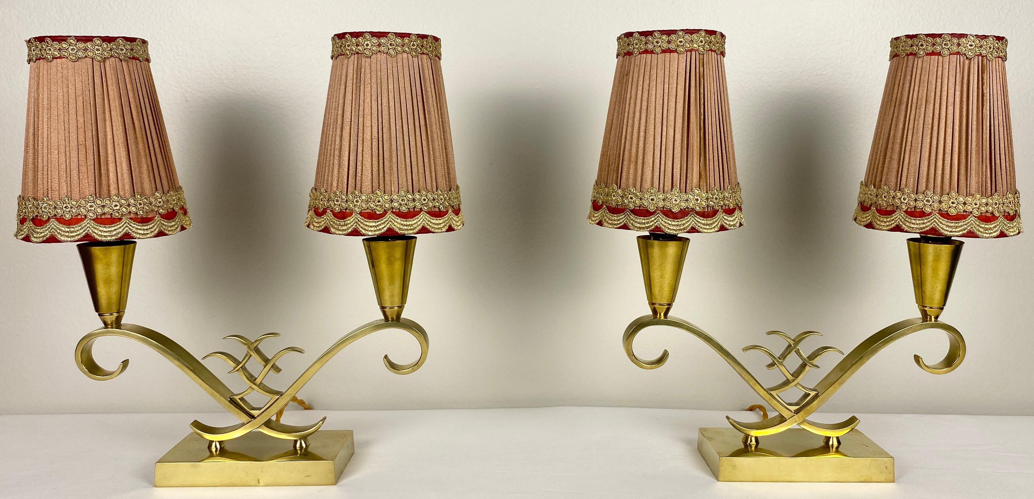 Paar französische Art-Déco-Tischlampen, Jules Leleu zugeschrieben  (Französisch) im Angebot