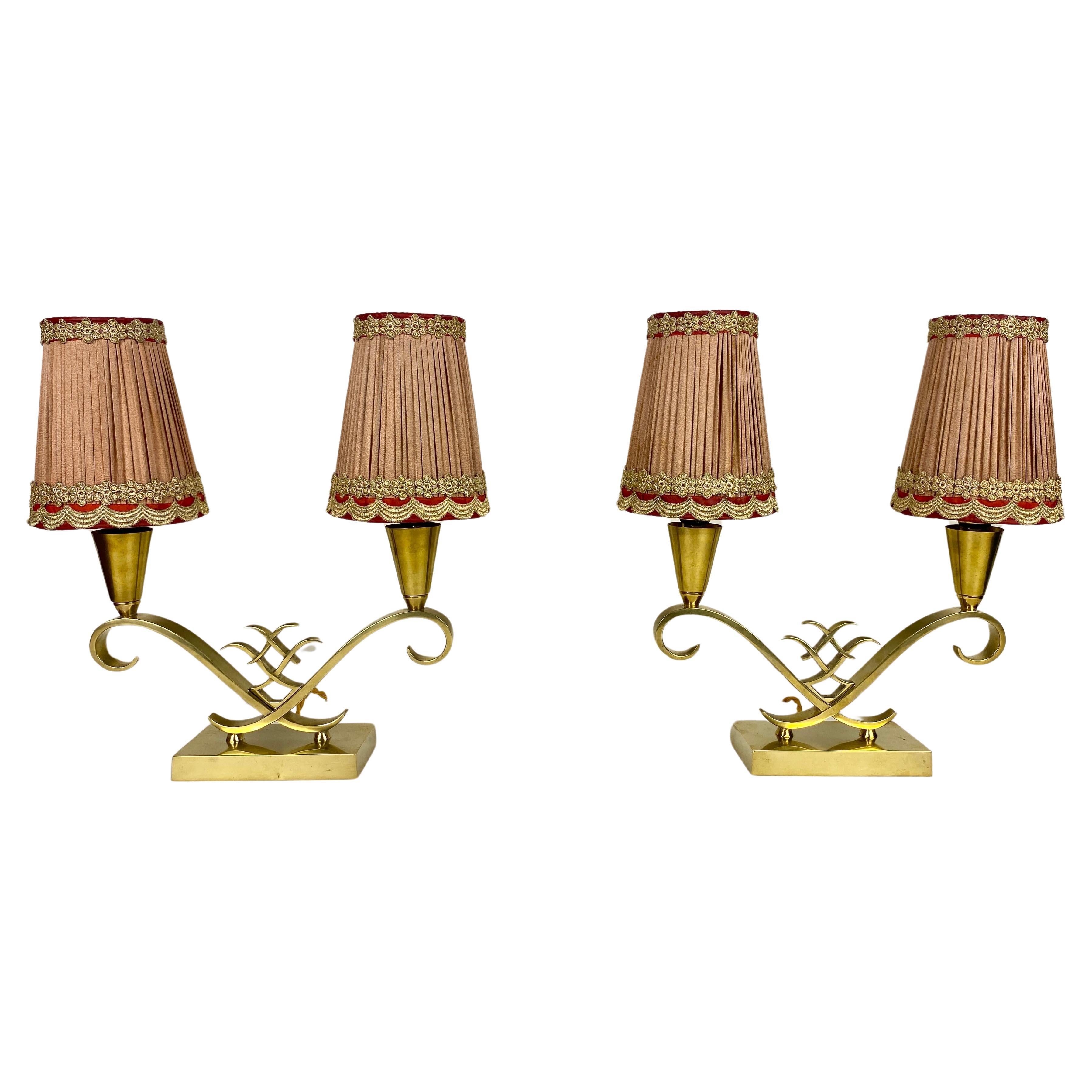 Paar französische Art-Déco-Tischlampen, Jules Leleu zugeschrieben  im Angebot
