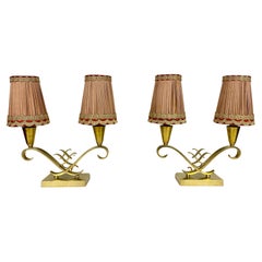 Coppia di lampade da tavolo francesi Art Déco attribuite a Jules Leleu