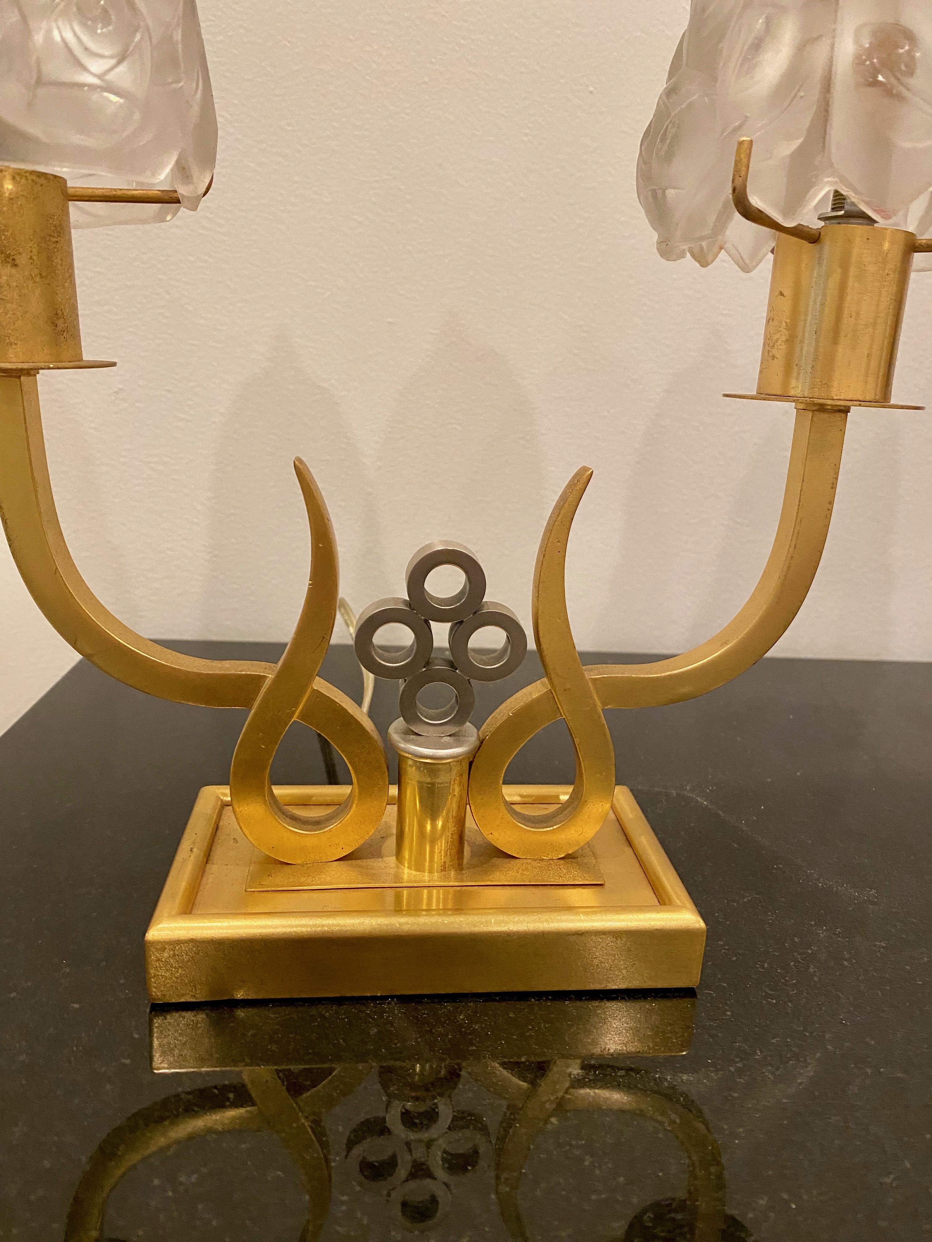 Paar französische Art-Déco-Tischlampen von G Leleu  im Angebot 2