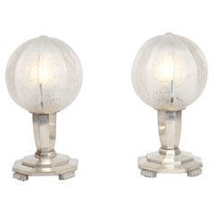 Pareja de lámparas de mesa art déco francesas de Hettier 
Vincent