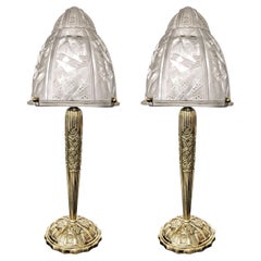 Coppia di lampade da tavolo francesi Art Déco di Muller Frères