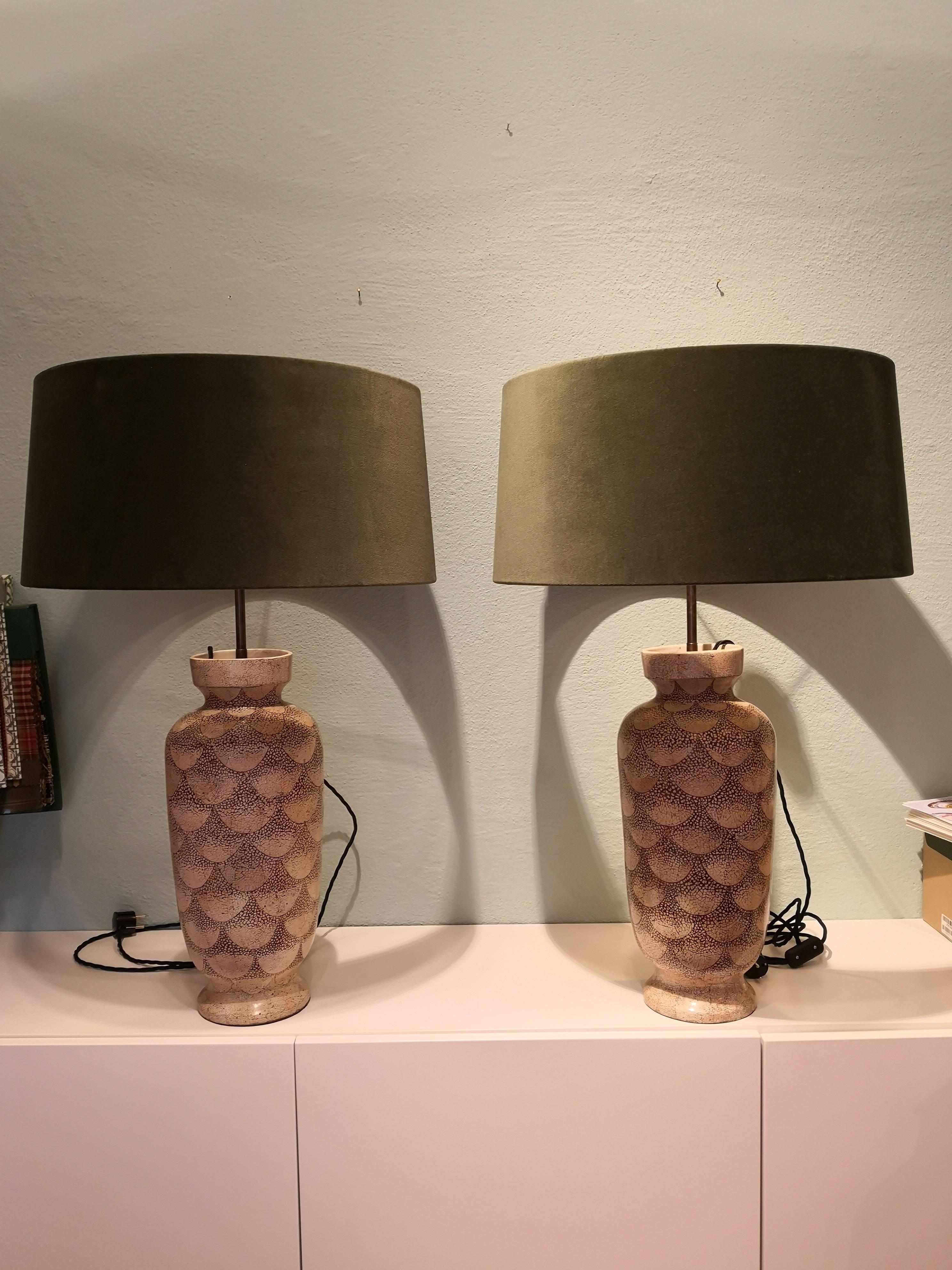 Pair of French Art Deco Table Lamps Ceramic 7