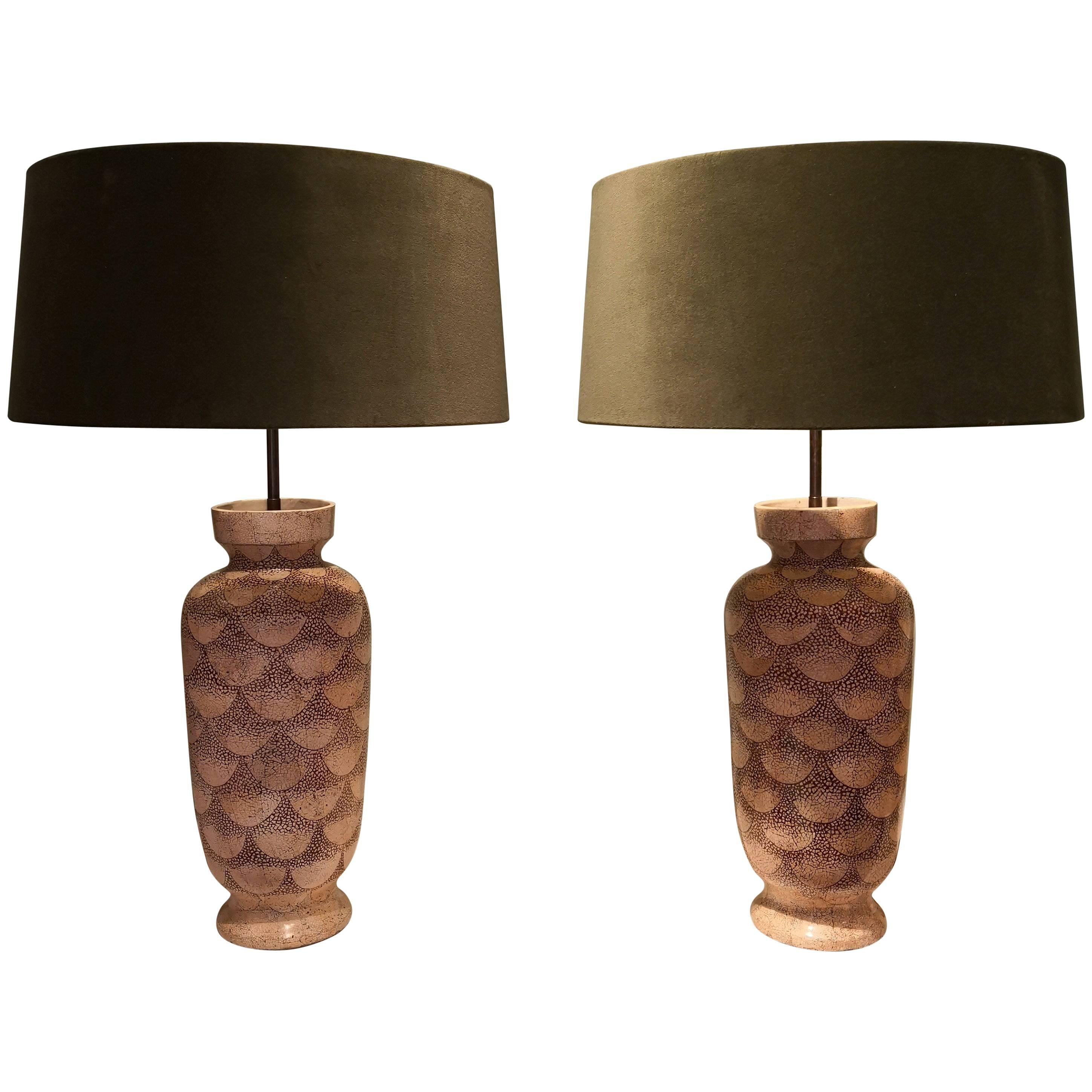 Pair of French Art Deco Table Lamps Ceramic