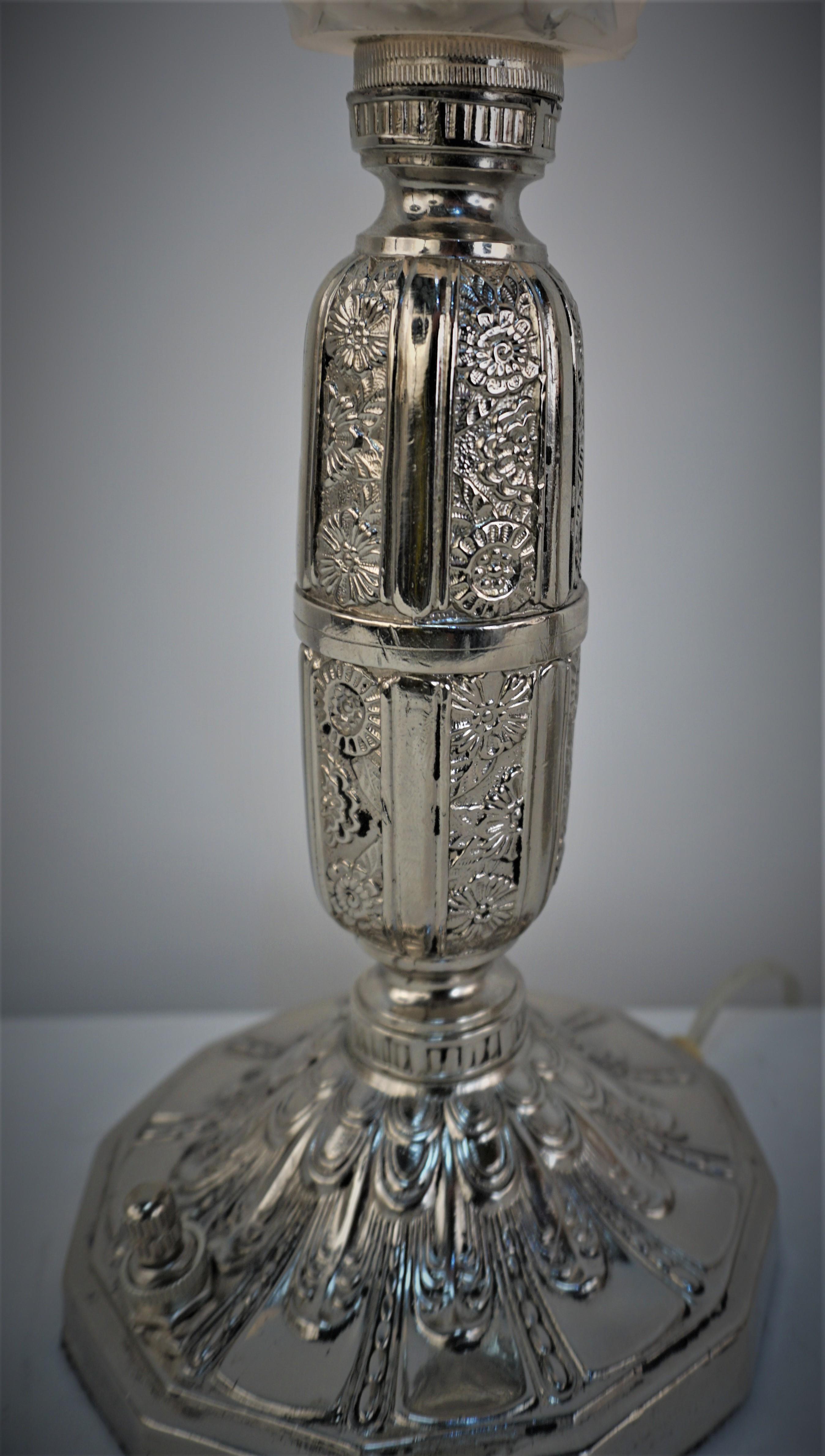 Nickel Pair of French Art Deco Table lamps For Sale