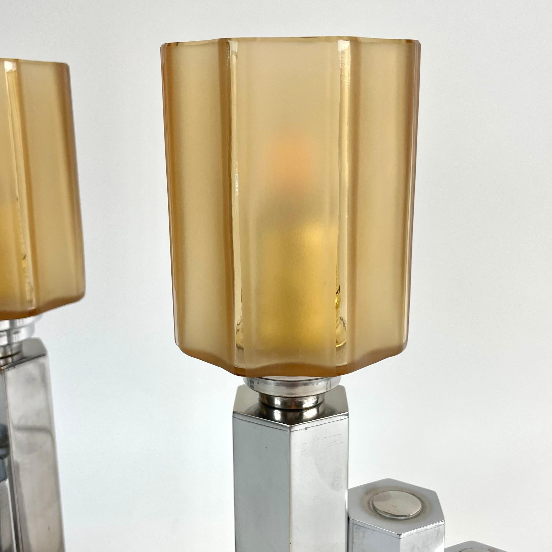 Pair of French Art Deco Table Lamps in Onyx, Chrome & Frosted Glass, 1930s For Sale 12