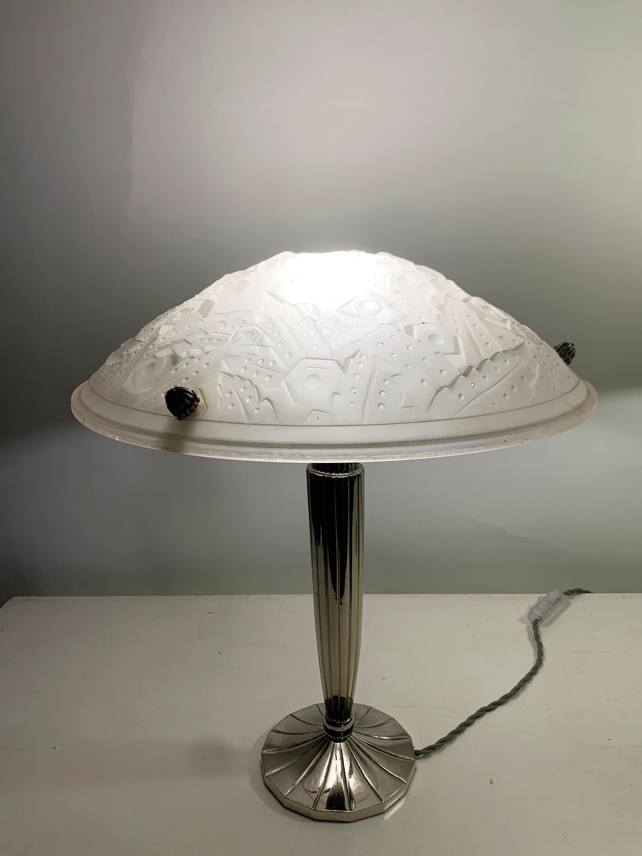 Paire de lampes de table Art Déco signées I Muller Frères Luneville en vente 4