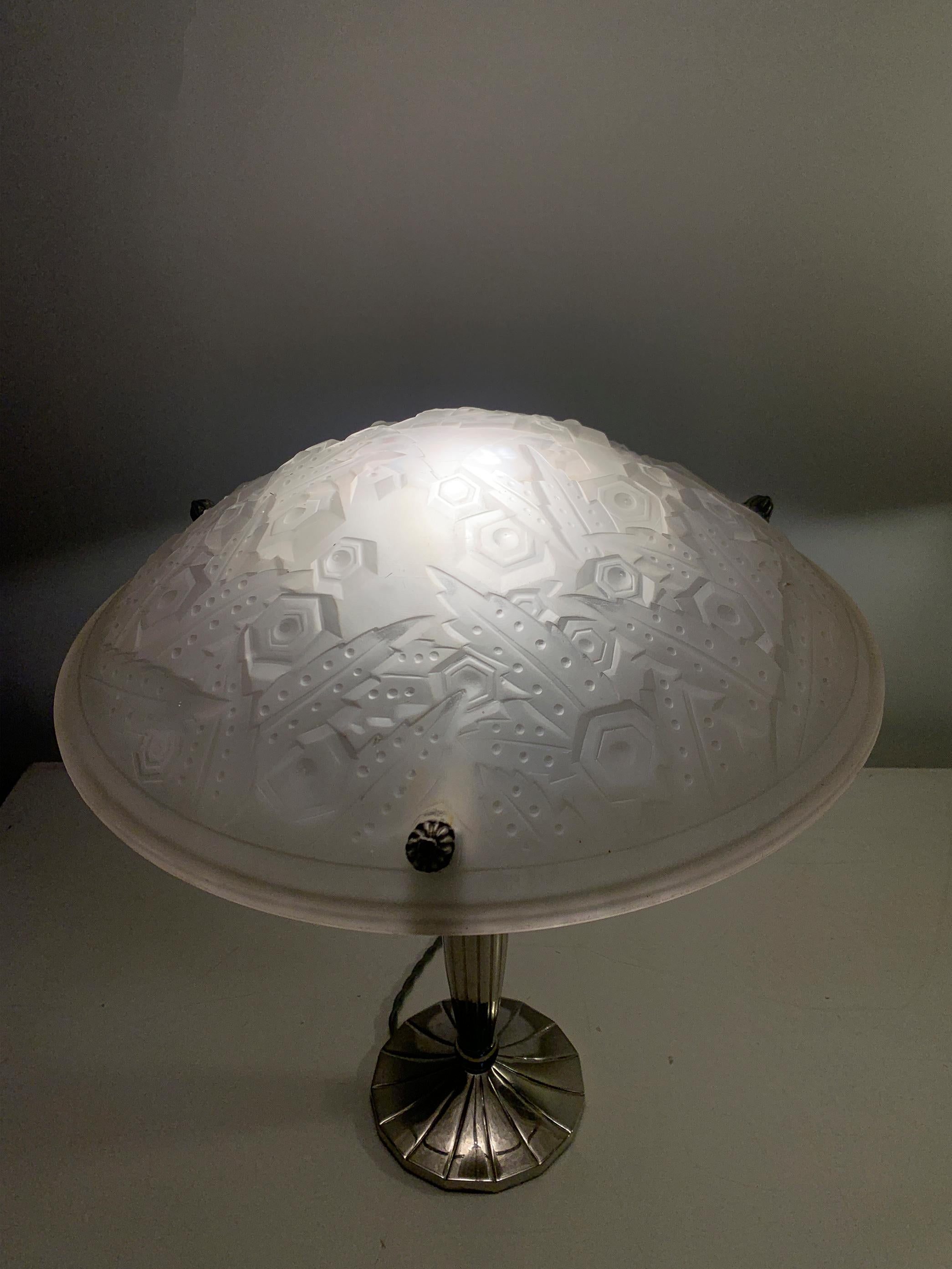 Paire de lampes de table Art Déco signées I Muller Frères Luneville en vente 6