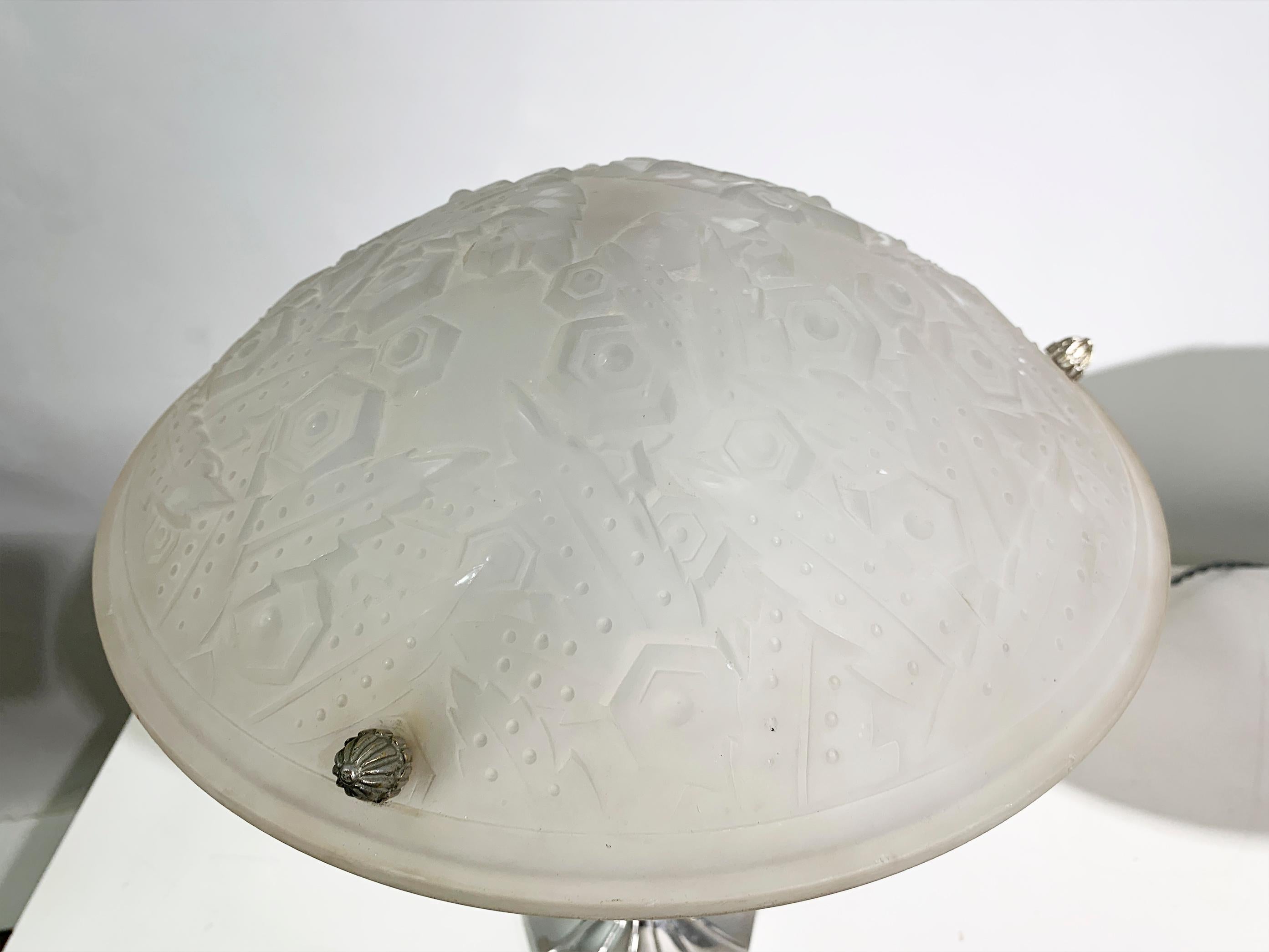 Art déco Paire de lampes de table Art Déco signées I Muller Frères Luneville en vente