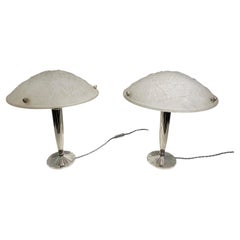 Coppia di lampade da tavolo francesi in stile Art Déco firmate "Muller Frères Luneville".