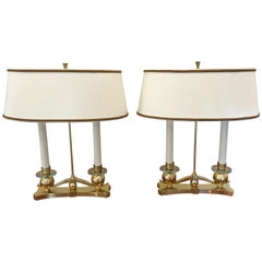 Antique Pair of French Art Deco Table or Bouillotte Lamps