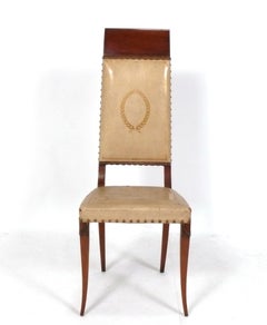 Pair of French Art Deco Tall Back Chairs circa 1930s Refinished Reupholstered