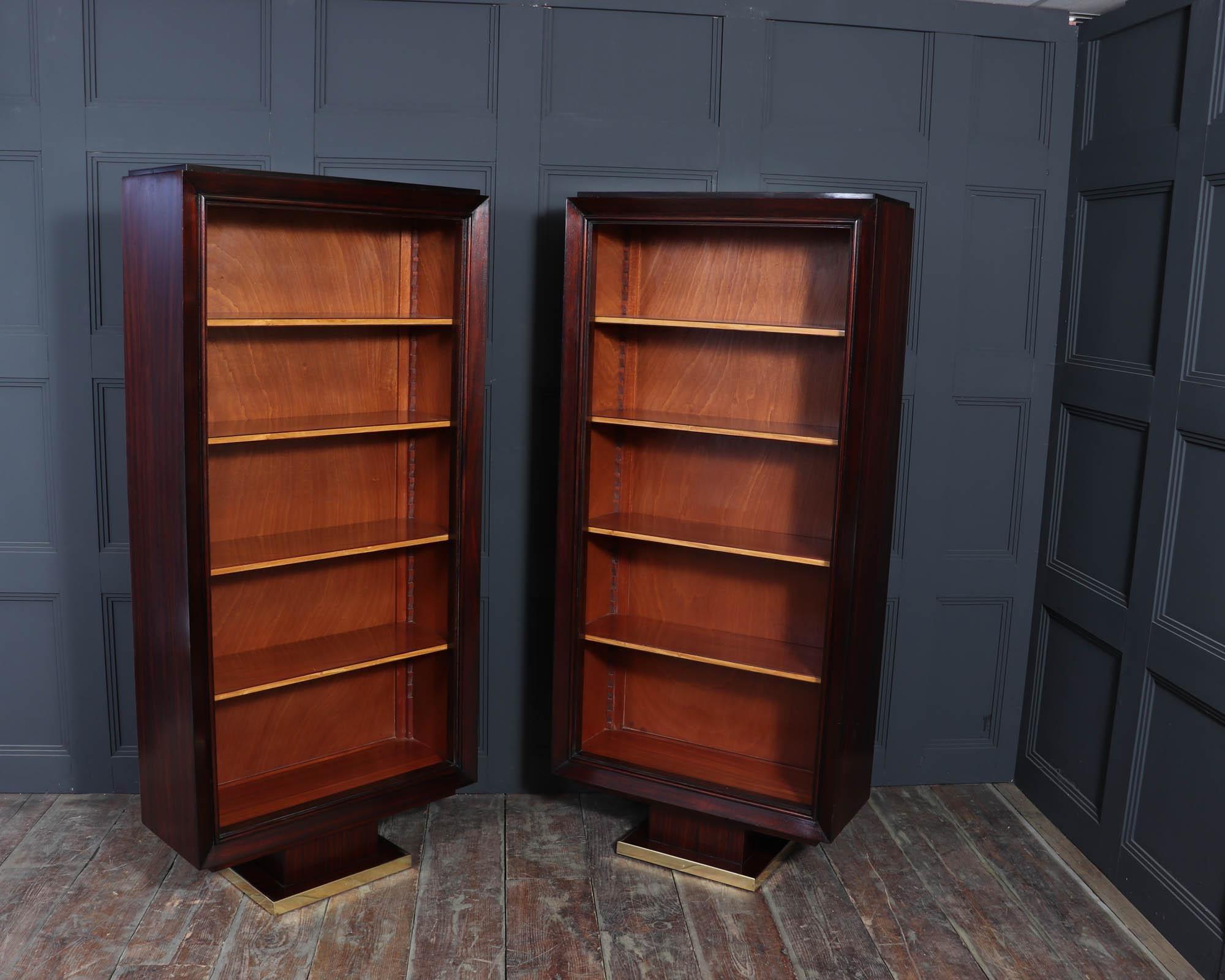 Pair of French Art Deco Tall open Bookcases c1925 4